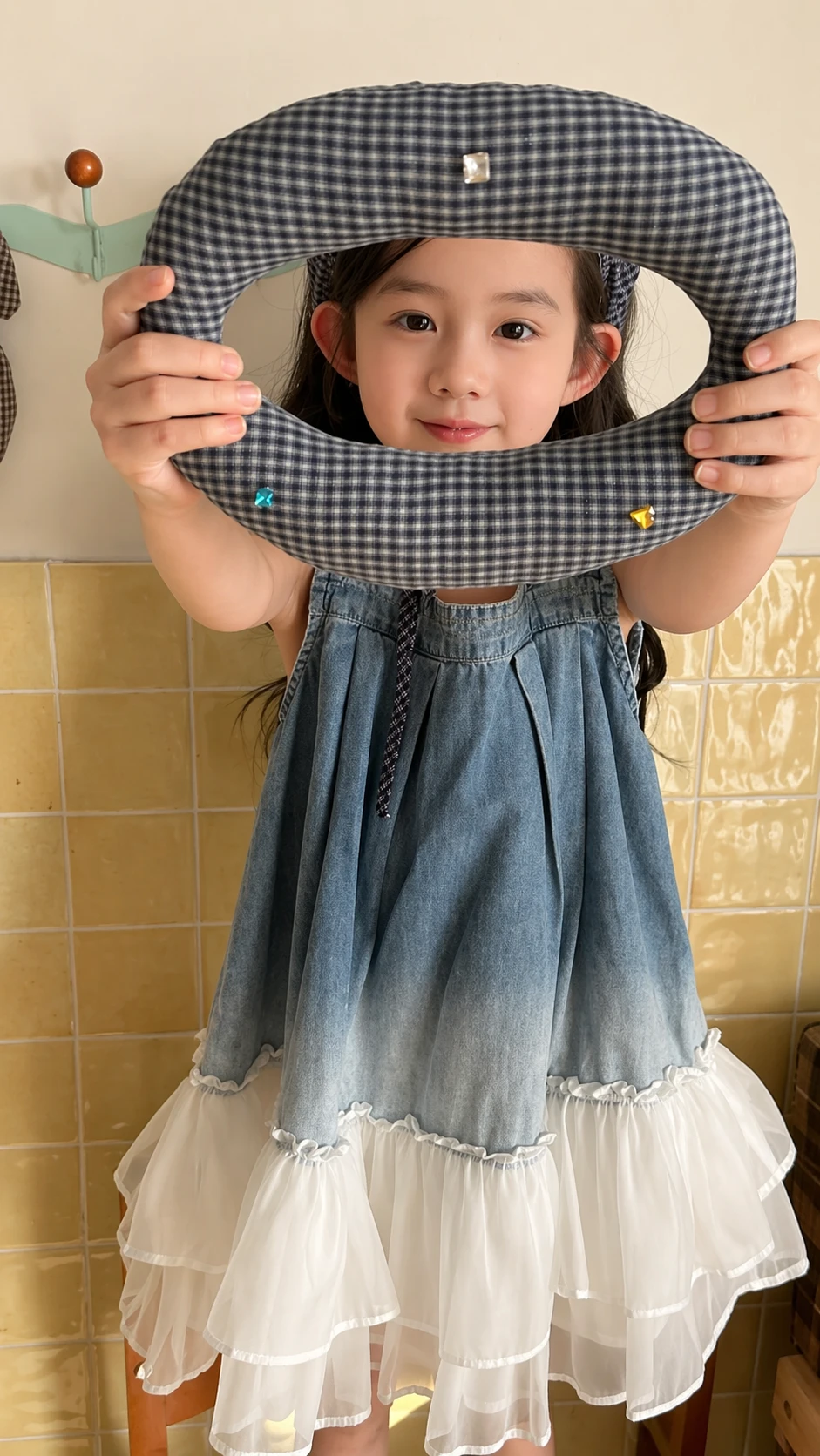 牛仔拚紗洋裝