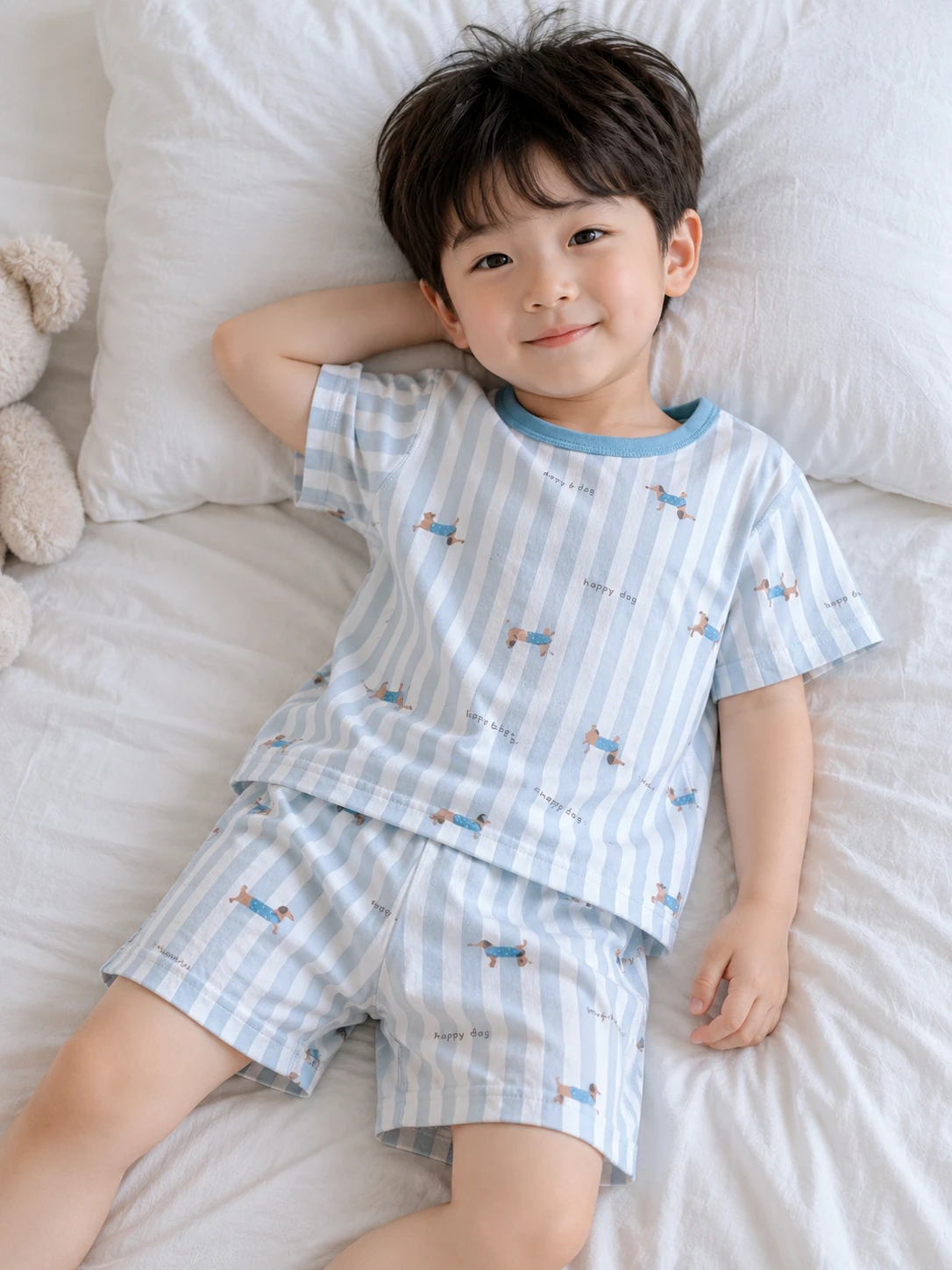 藍白條臘腸狗居家服