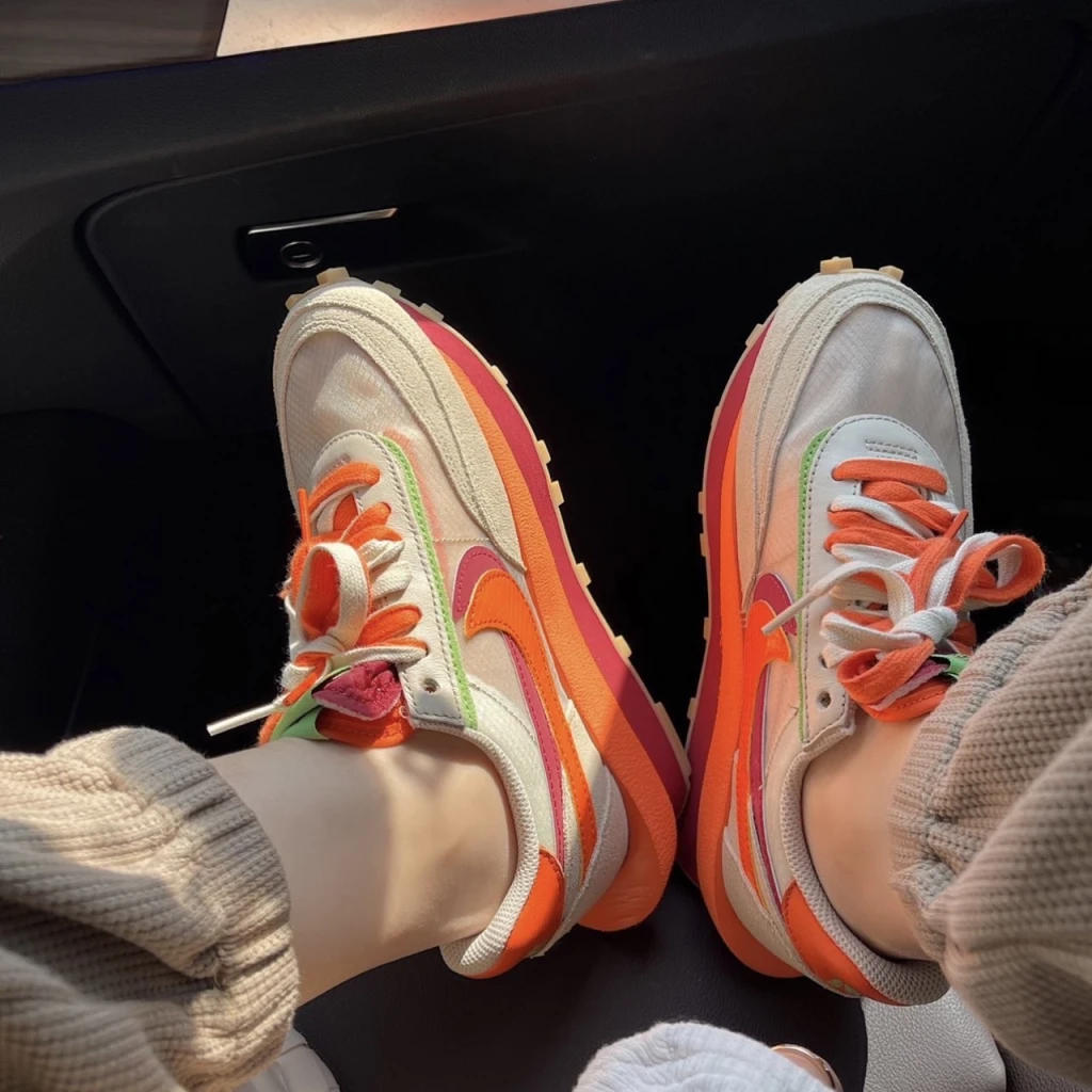 CLOT x Sacai x Nike LDWaffle 死亡之吻 三方聯名米白橙 DH1347-100