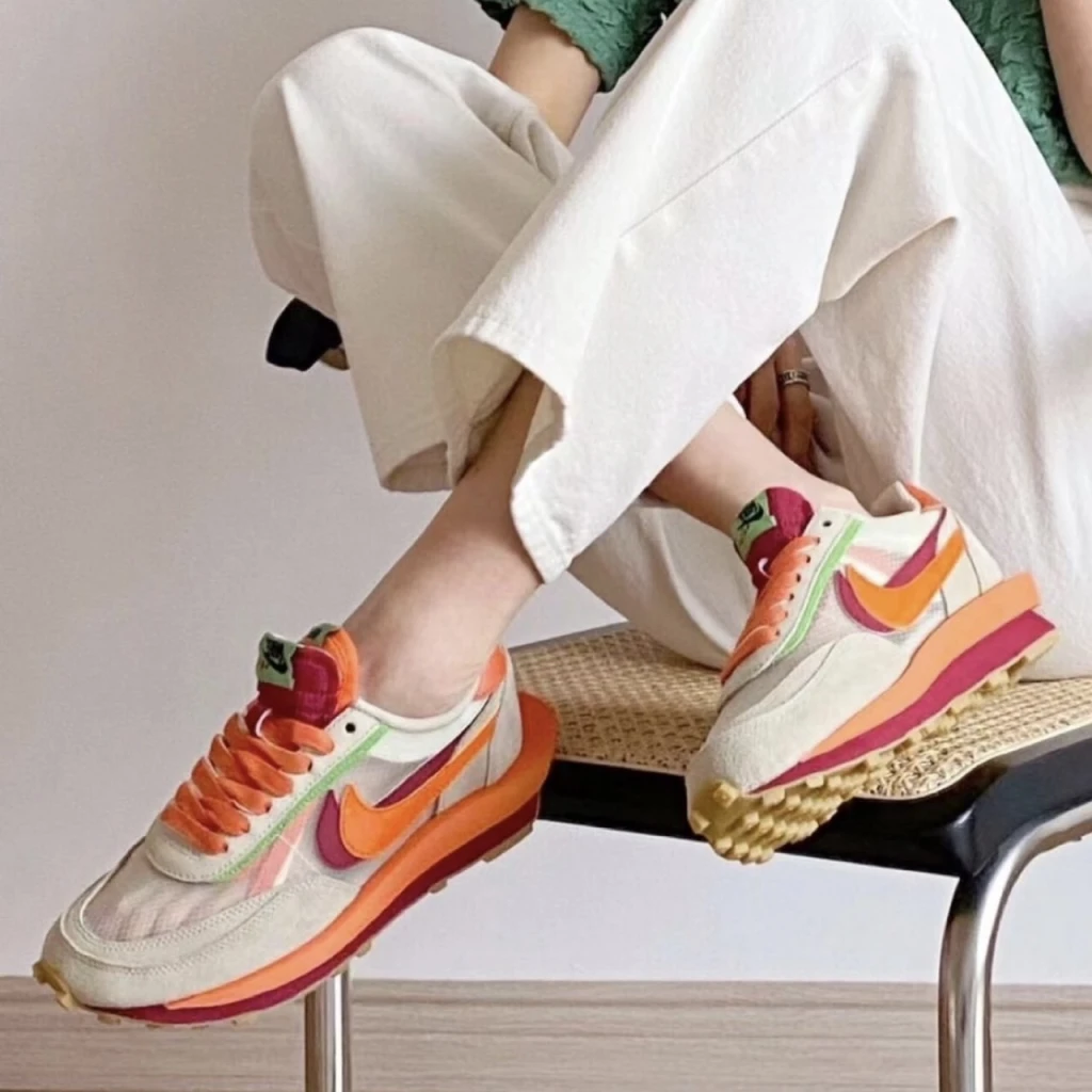 CLOT x Sacai x Nike LDWaffle 死亡之吻 三方聯名米白橙 DH1347-100