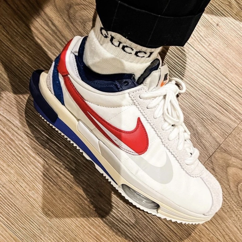 Nike x Sacai Cortez 4.0 白藍紅 元祖阿甘雙鉤氣墊解構鞋 DQ0581-100