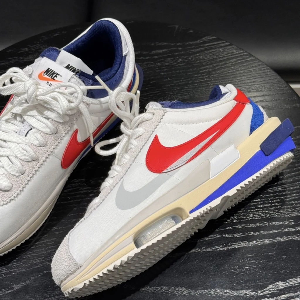 Nike x Sacai Cortez 4.0 白藍紅 元祖阿甘雙鉤氣墊解構鞋 DQ0581-100