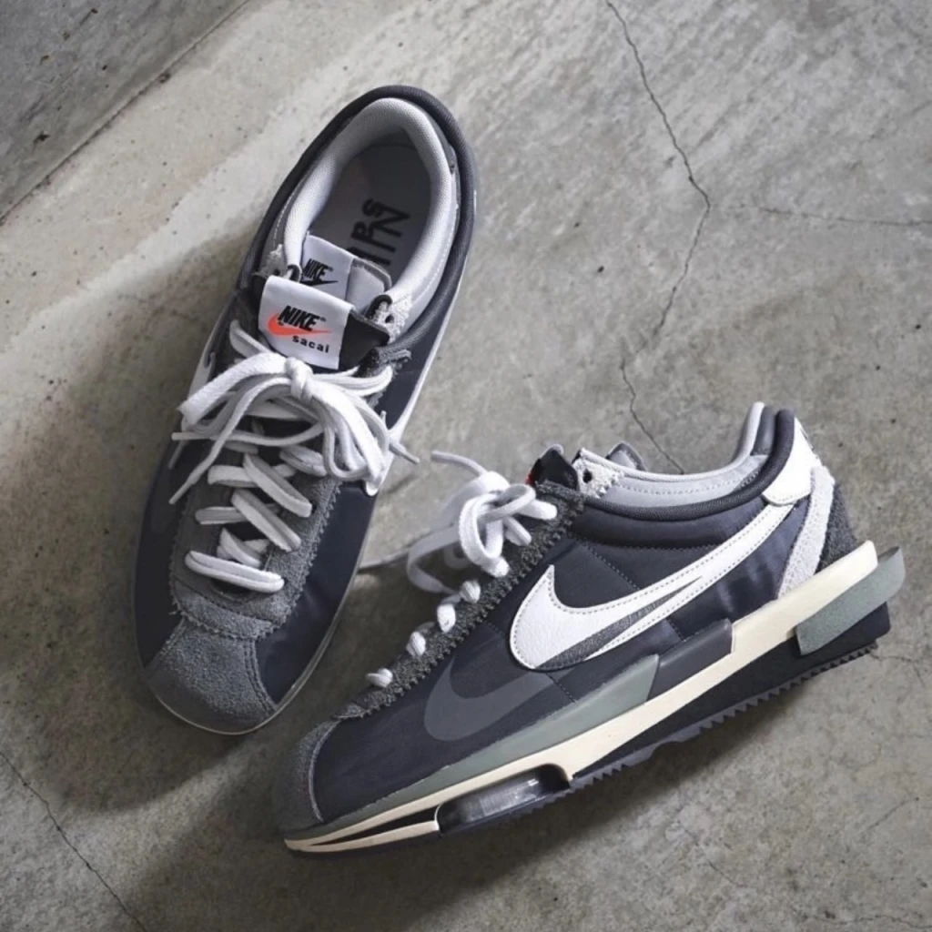 Nike x Sacai Cortez 4.0 灰白 復古阿甘雙鉤氣墊 DQ0581-001