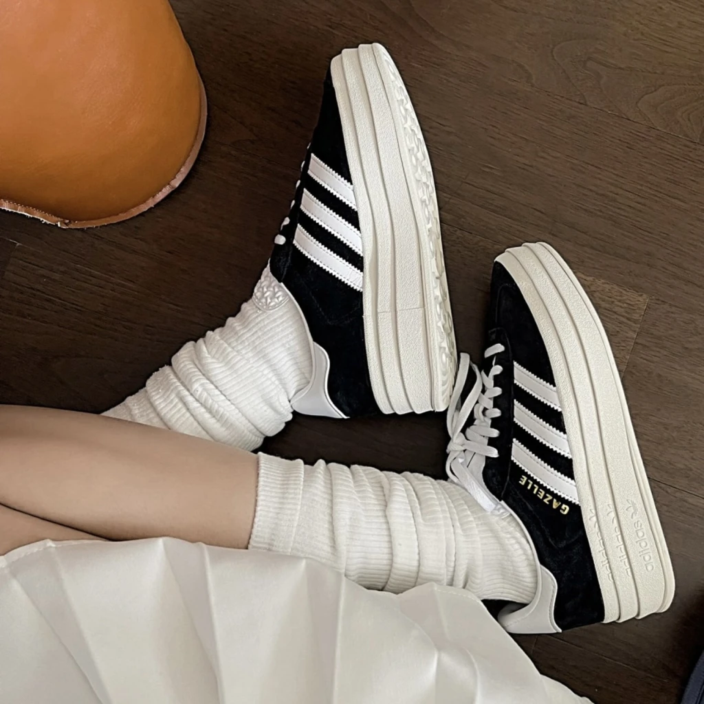 ADIDAS ORIGINALS GAZELLE BOLD 三層厚底奶油黑白(HQ6912)