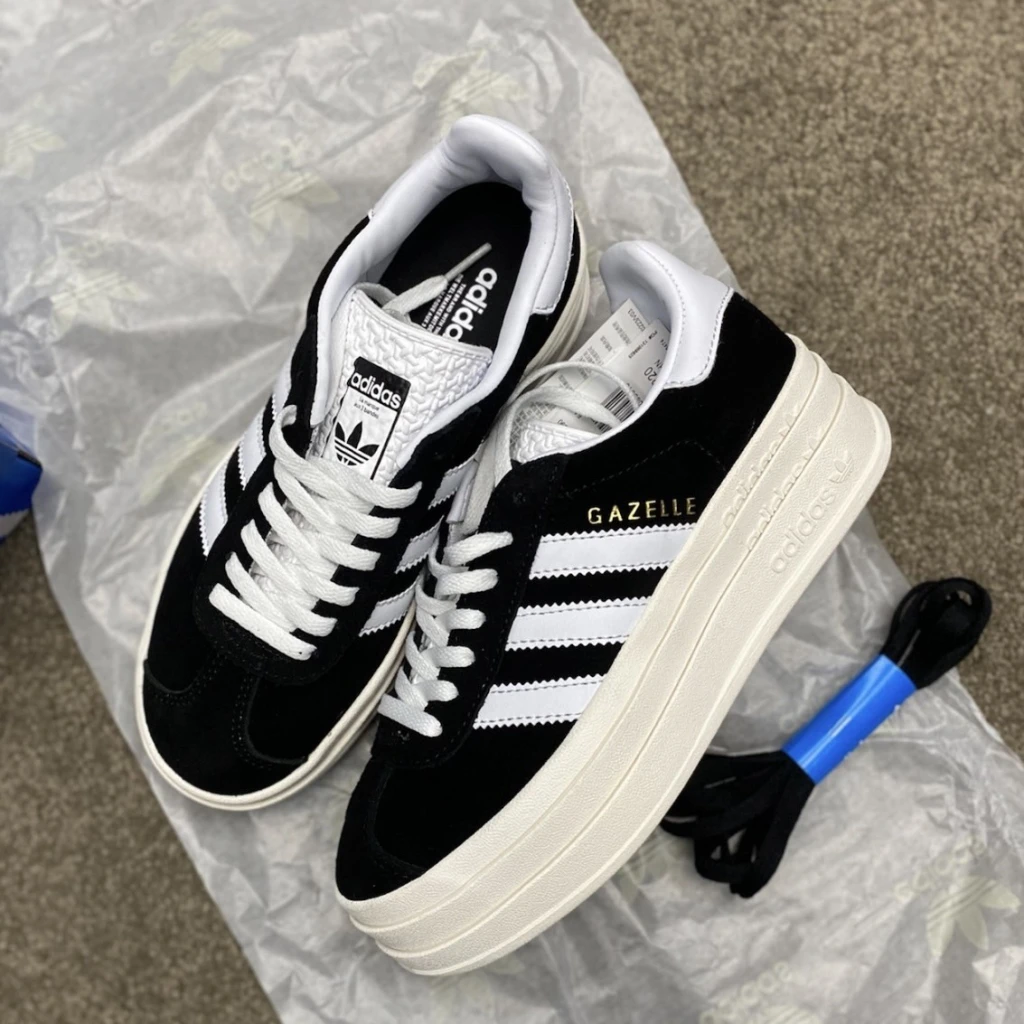 ADIDAS ORIGINALS GAZELLE BOLD 三層厚底奶油黑白(HQ6912)