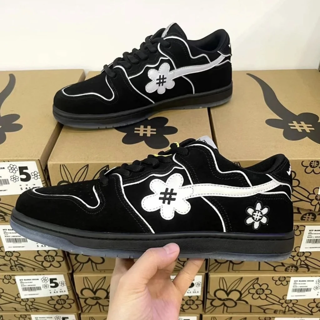 WATER THE PLANT 日本小花鞋 "全黑反光"