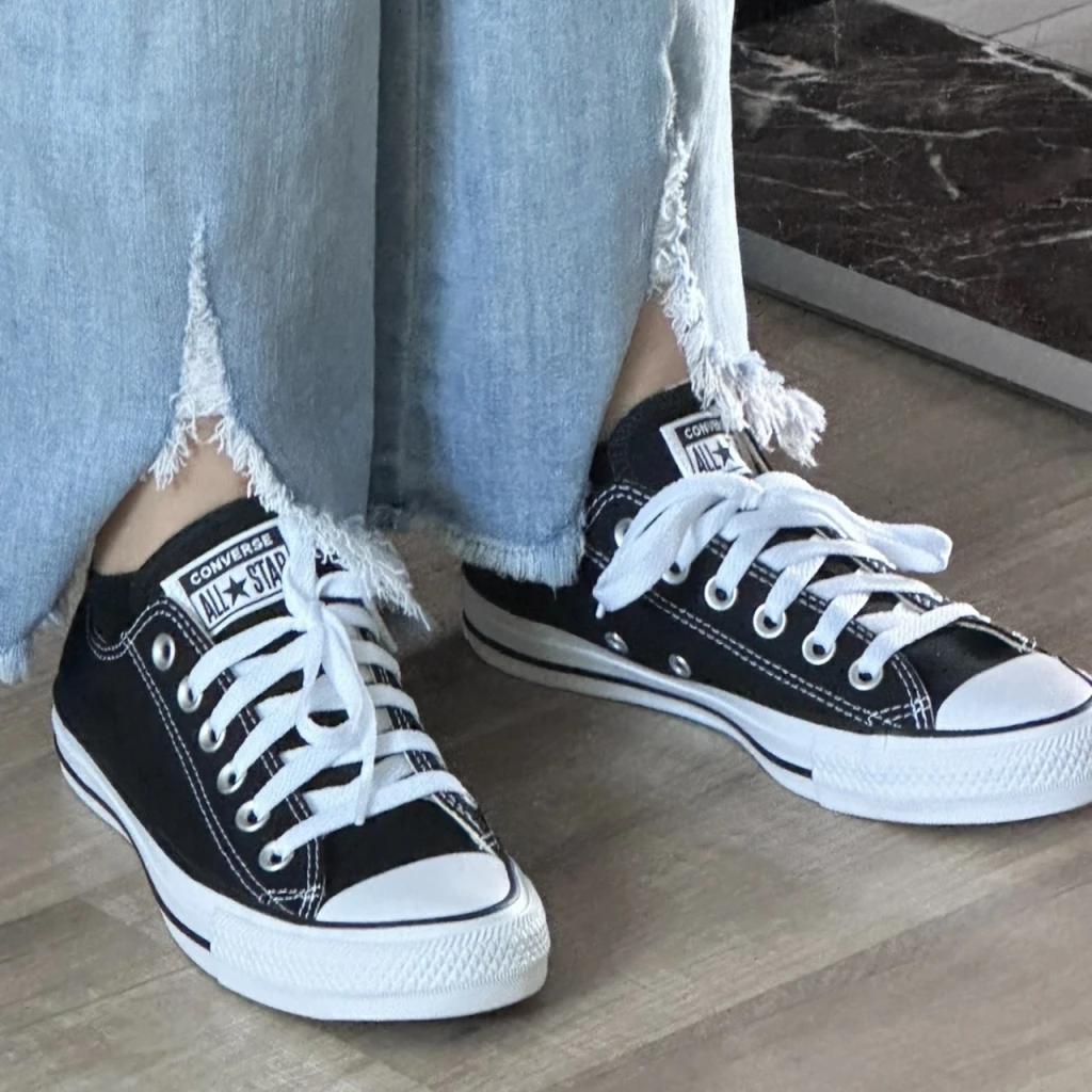 CONVERSE Chuck Taylor All Star 低筒黑白帆布鞋 (M9166C)