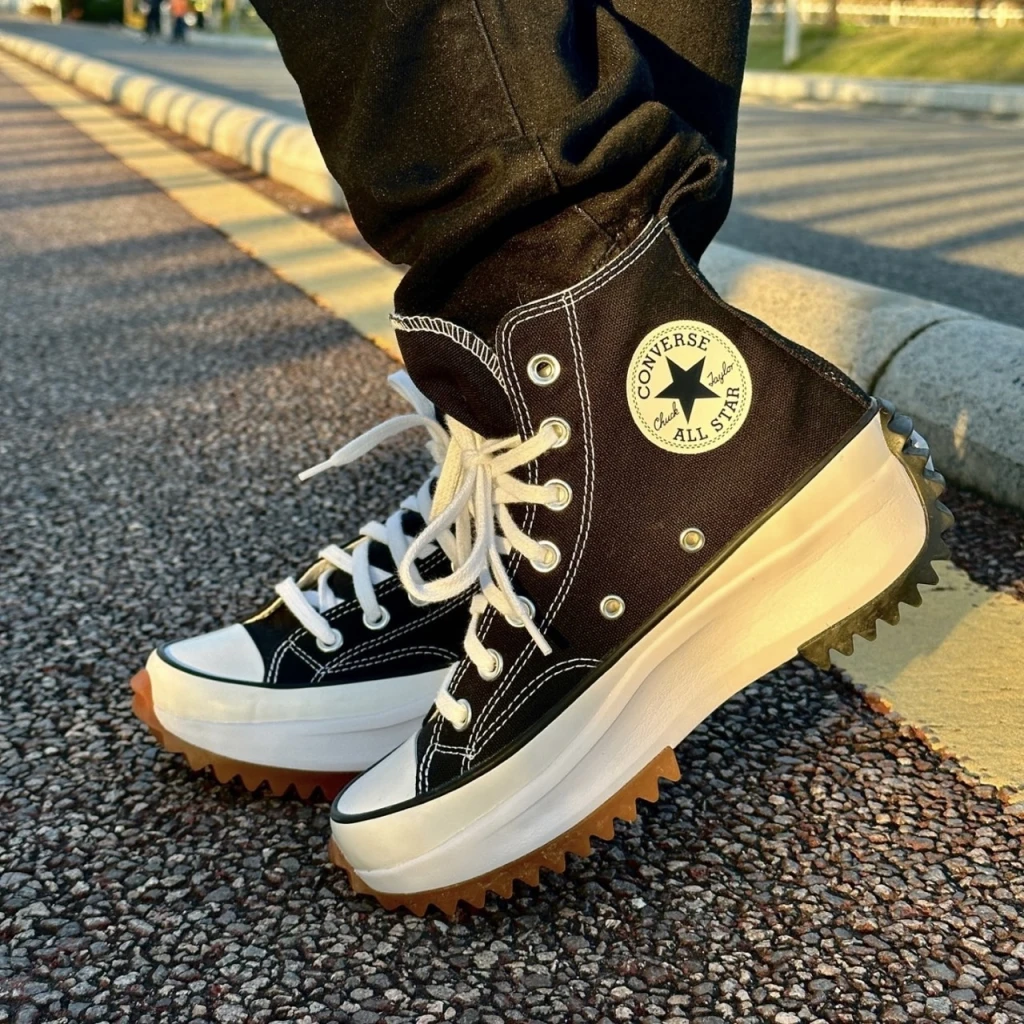 CONVERSE Run Star Hike 鋸齒增高厚底黑白帆布鞋 (166800C)