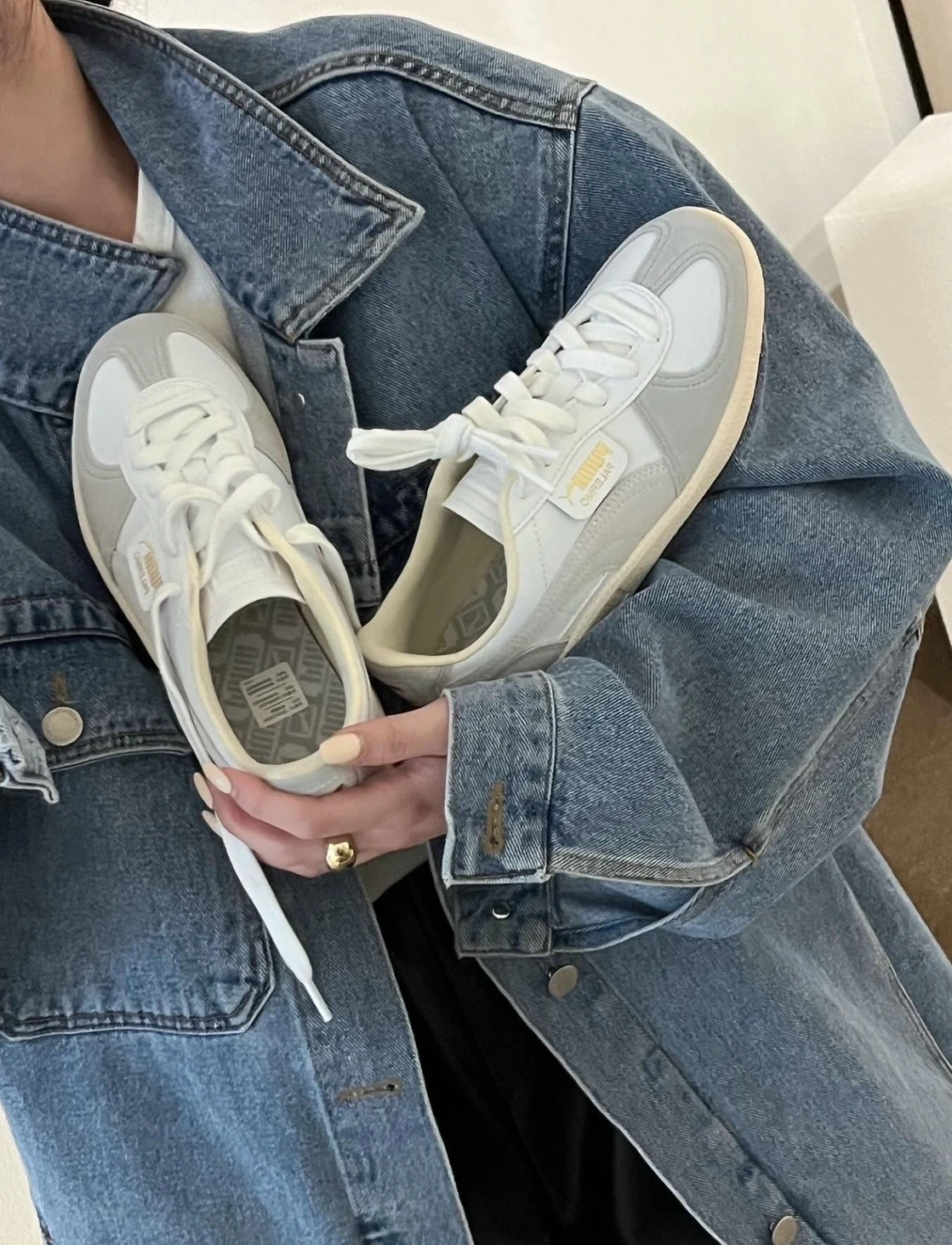 PUMA PALERMO 白灰厚底德訓鞋