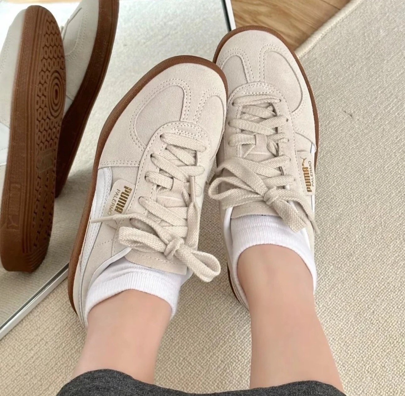 PUMA PALERMO 奶油焦糖厚底德訓鞋