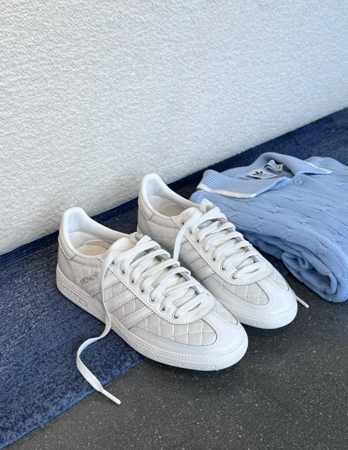 ADIDAS ORIGINALS HANDBALL SPEZIAL 珍珠白 菱格紋小香風 (KJ0854)