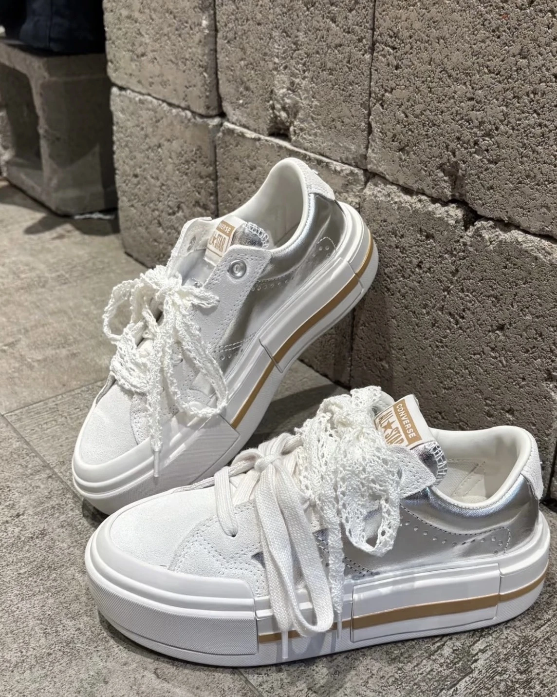 Converse All Star Cruise UU鞋 低筒厚底金屬銀(A15190C)