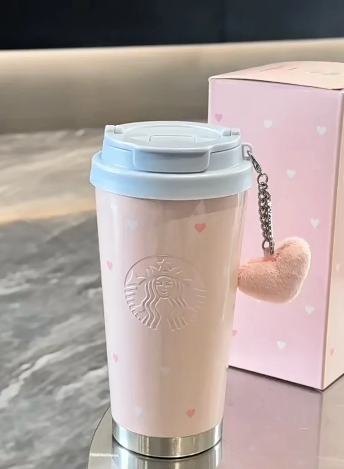 Starbucks星巴克 心動告白系列 粉色不銹鋼 隨行杯 473ml