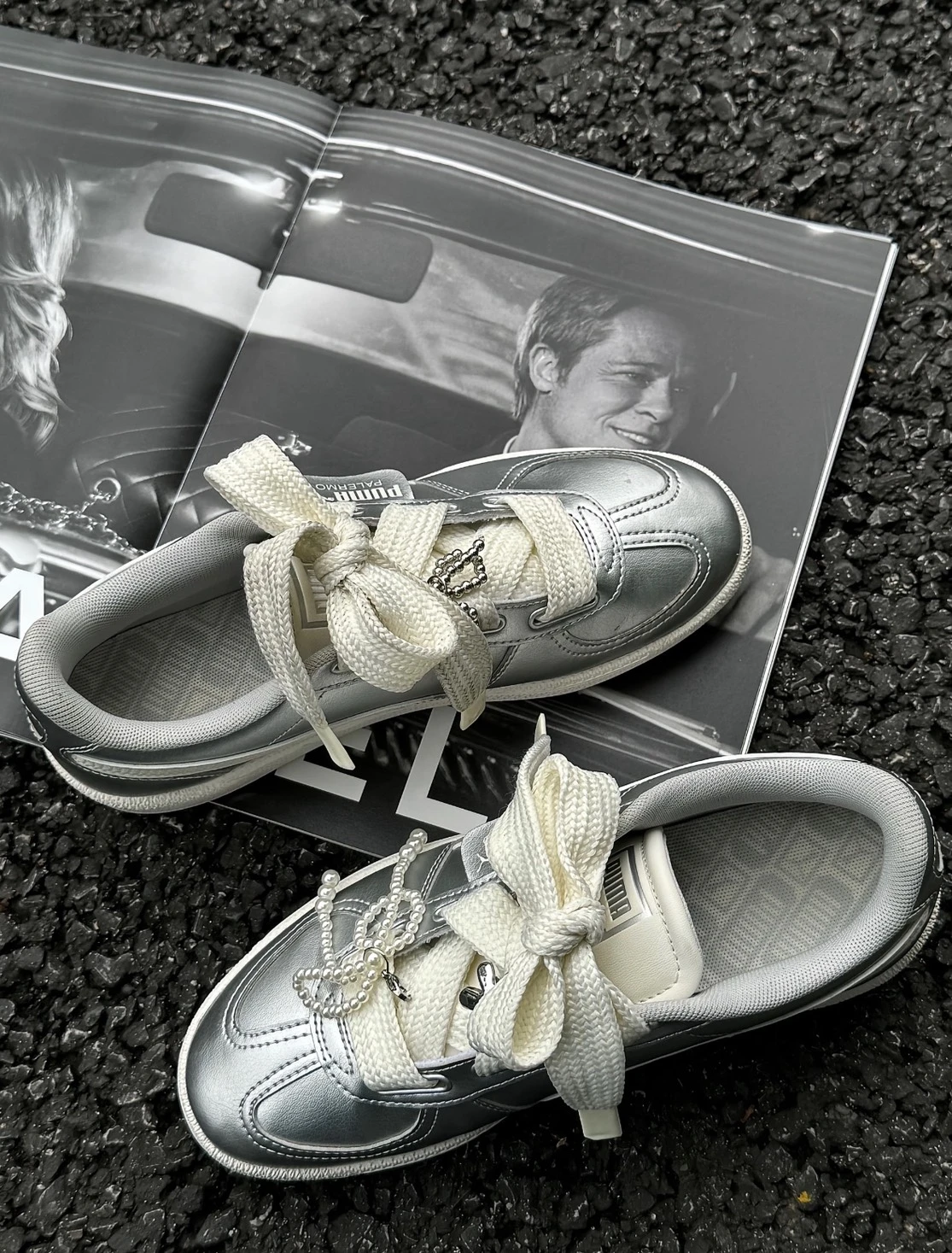 PUMA Palermo 千禧銀 蕾絲 寬鞋帶 (402331-01)