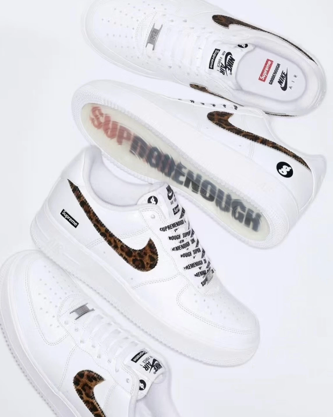 <三方聯名>GOODENOUGH x Supreme x AF1  藤原浩 豹紋 水晶底(IM3483-100)