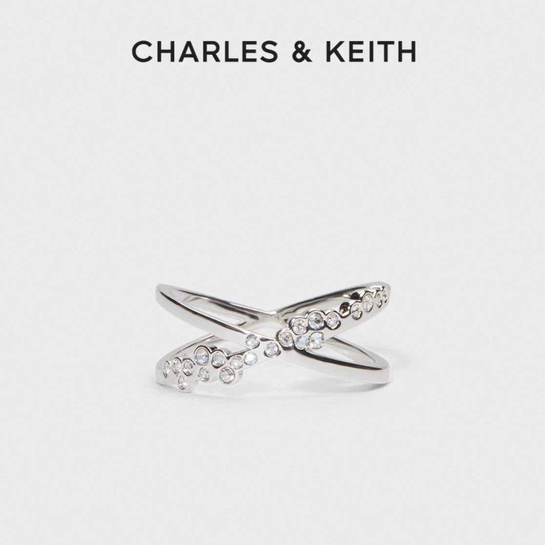 CHARLES & KEITH 小CK 夏新時尚閃鑽 水晶戒指