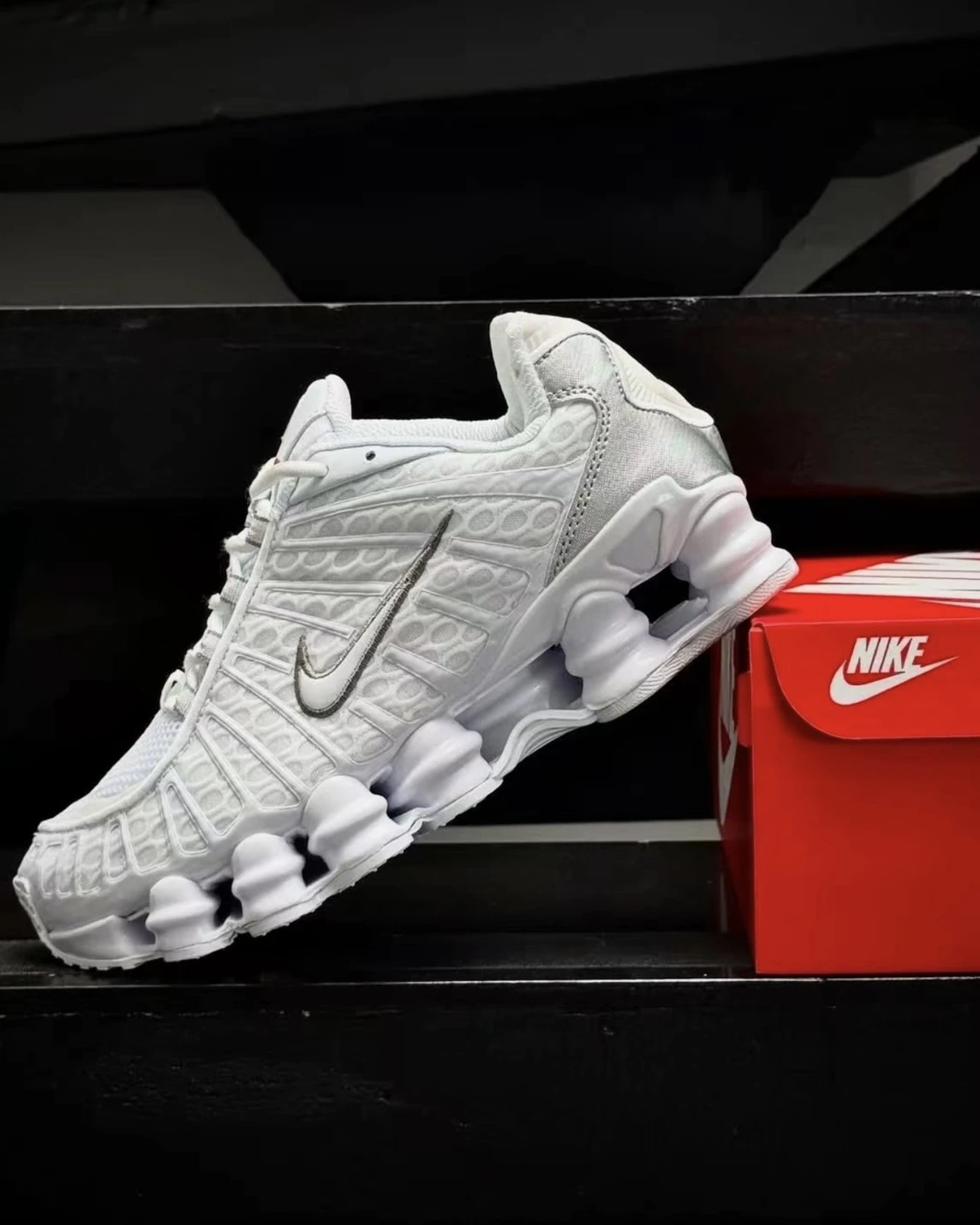 NIKE SHOX TL "Metallic Silver" 液態銀 氣墊 白網格灰描邊(AV3595-100)