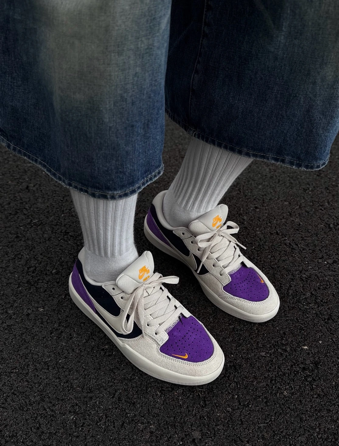 <湖人配色>Nike SB Force 58 麂皮 米紫 板鞋(DV5477-403)