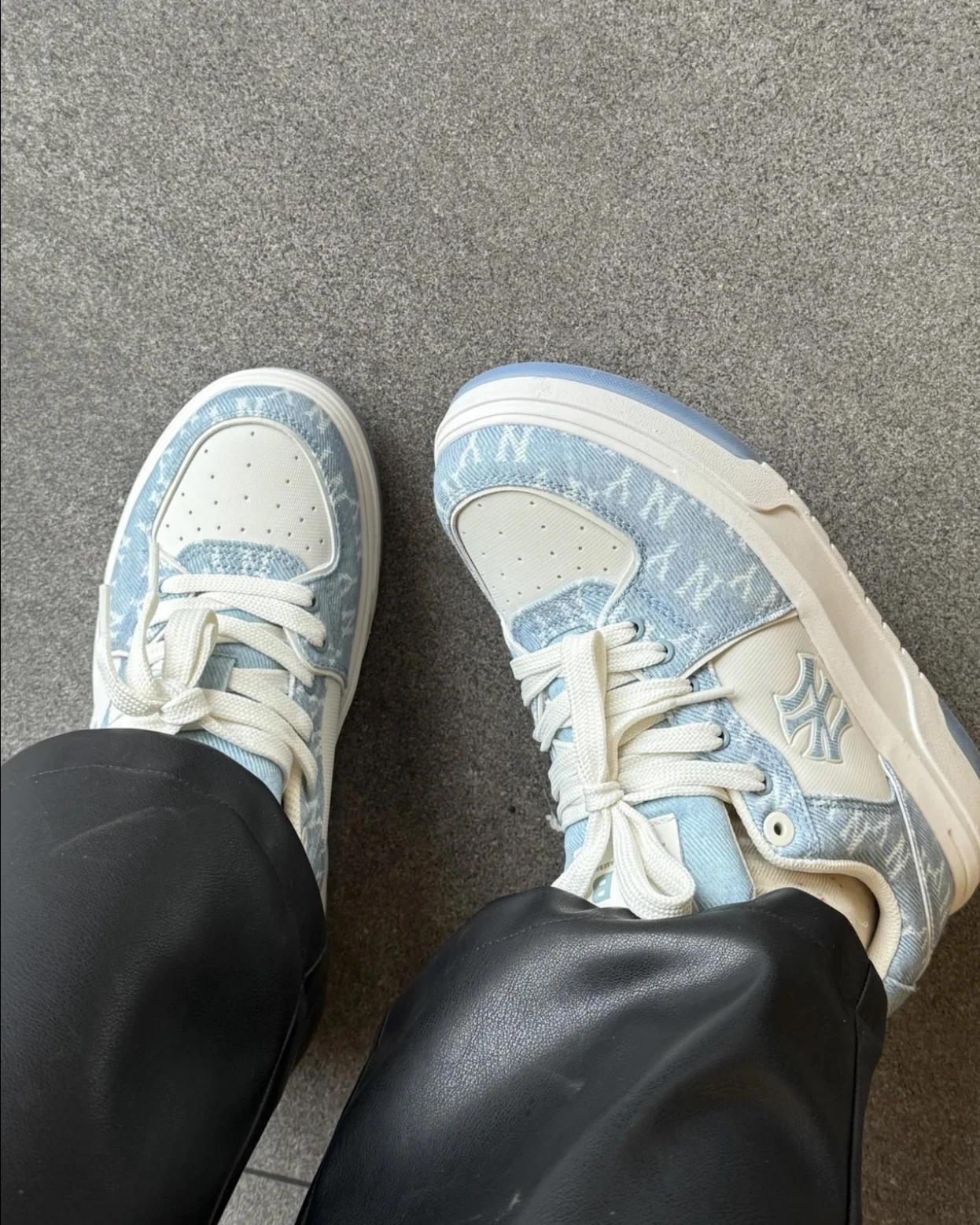 MLB Monogram Chunky Liner系列 洋基隊 寶寶藍 老爹鞋 學長鞋(3ASXS015N-50BLS)