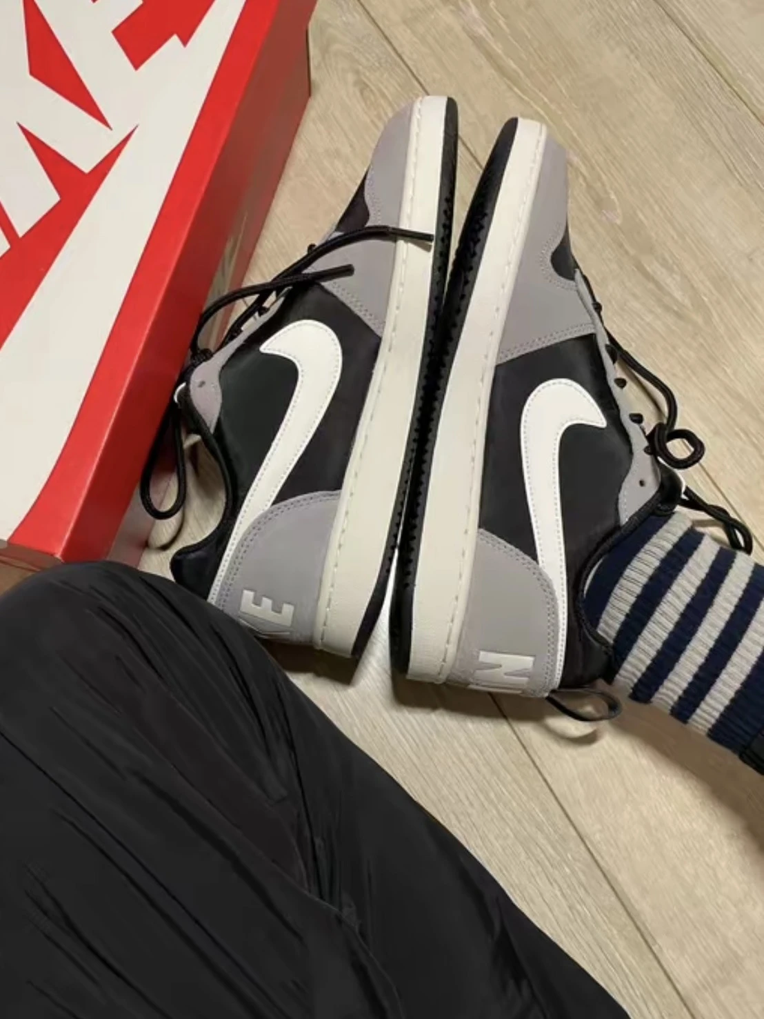 NIKE Court Borough Low Prem  黑灰 復古鞋(844881-005)