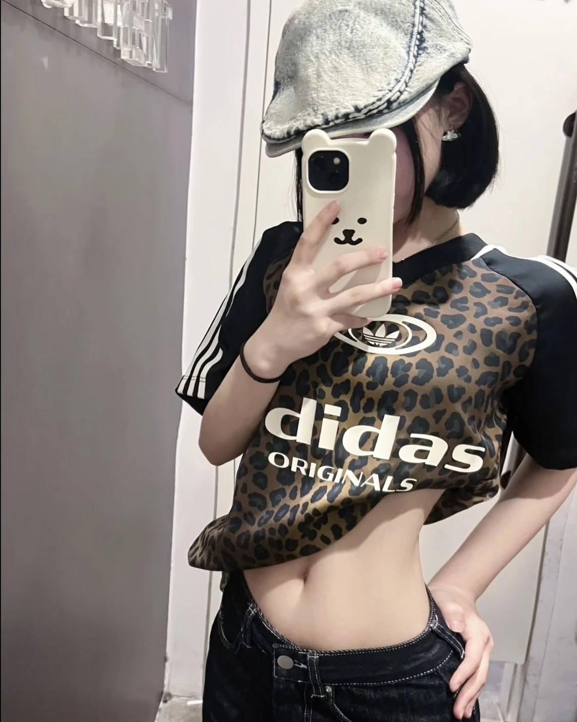 <豹豹週>Adiads SATIN JERSEY 條紋拚色 復古 豹紋 短袖(KA2671)