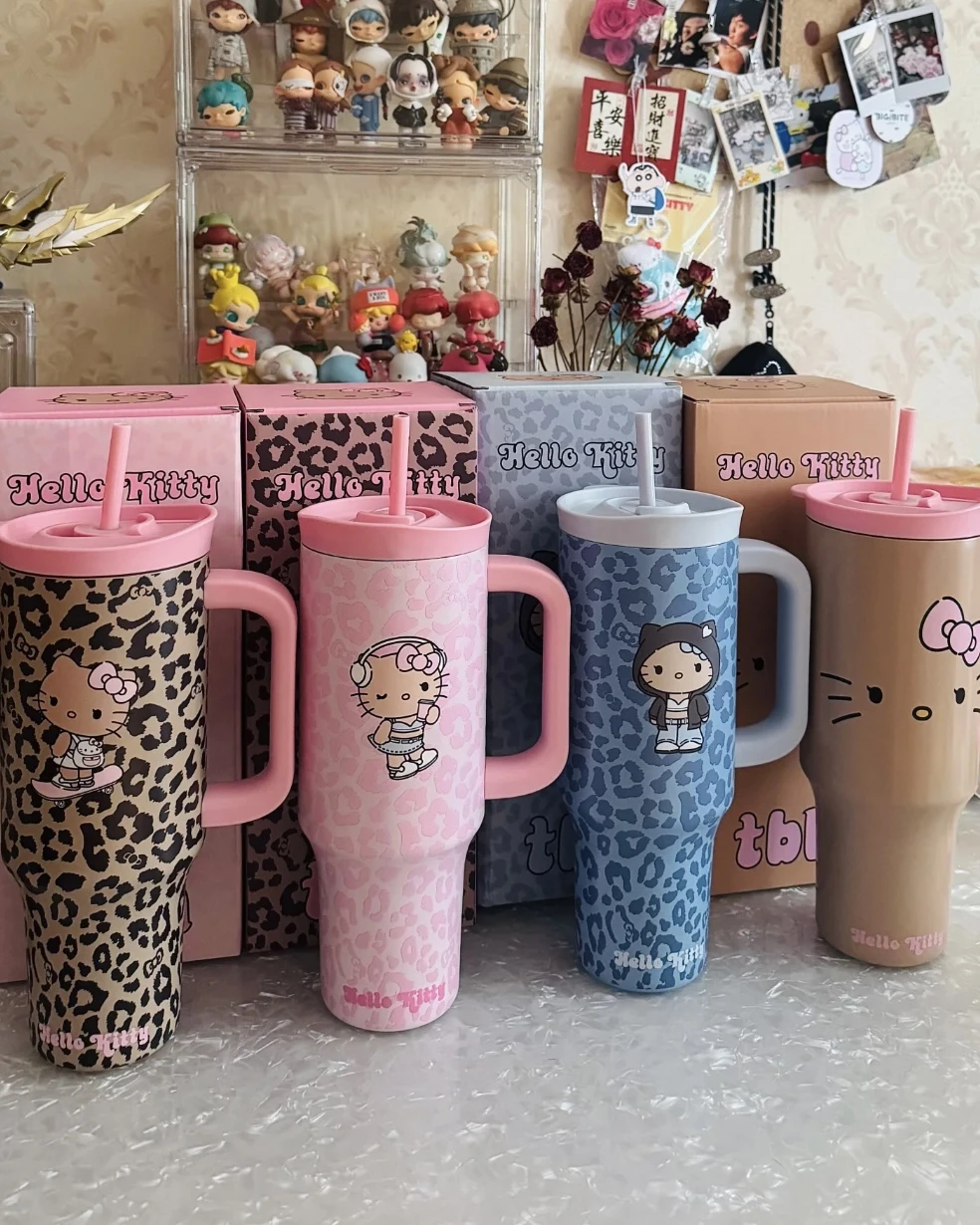 <明星同款>HELLO KITTY x TBH 豹紋系列 巨無霸保溫杯 吸管杯 1200ML