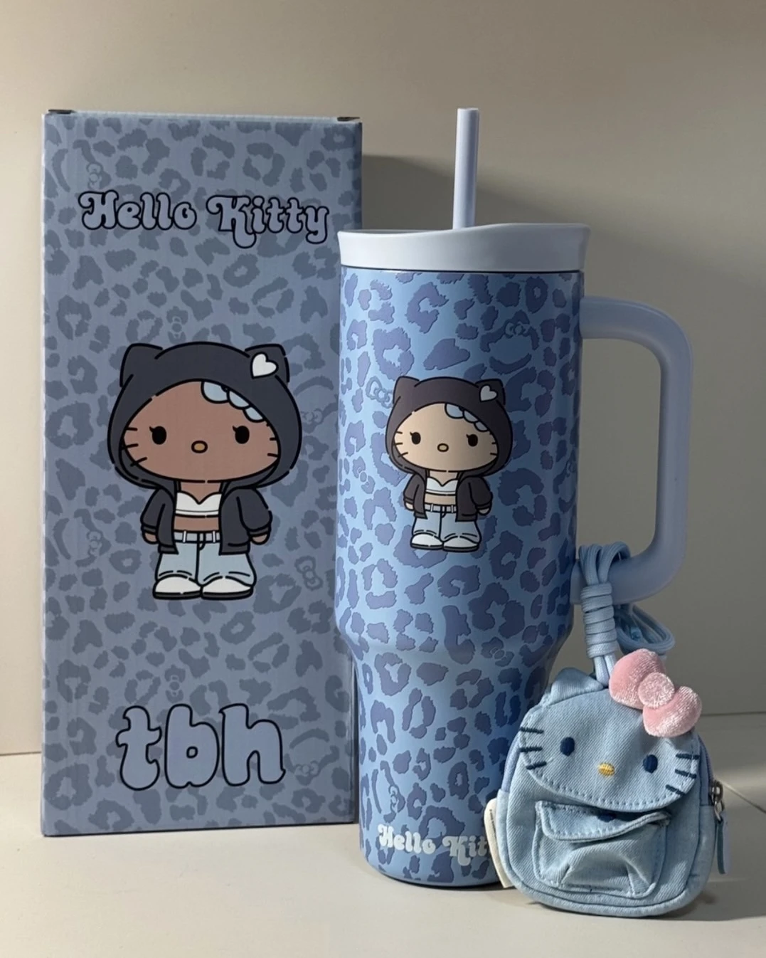 <明星同款>HELLO KITTY x TBH 豹紋系列 巨無霸保溫杯 吸管杯 1200ML