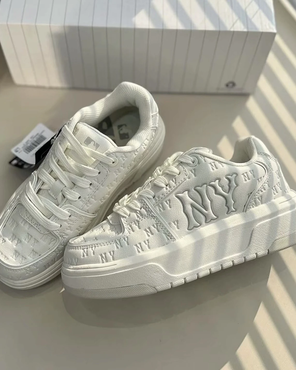 MLB Monogram Chunky Liner系列 洋基隊 奶白 老爹鞋 學長鞋(3ASXE015N-50WHS)