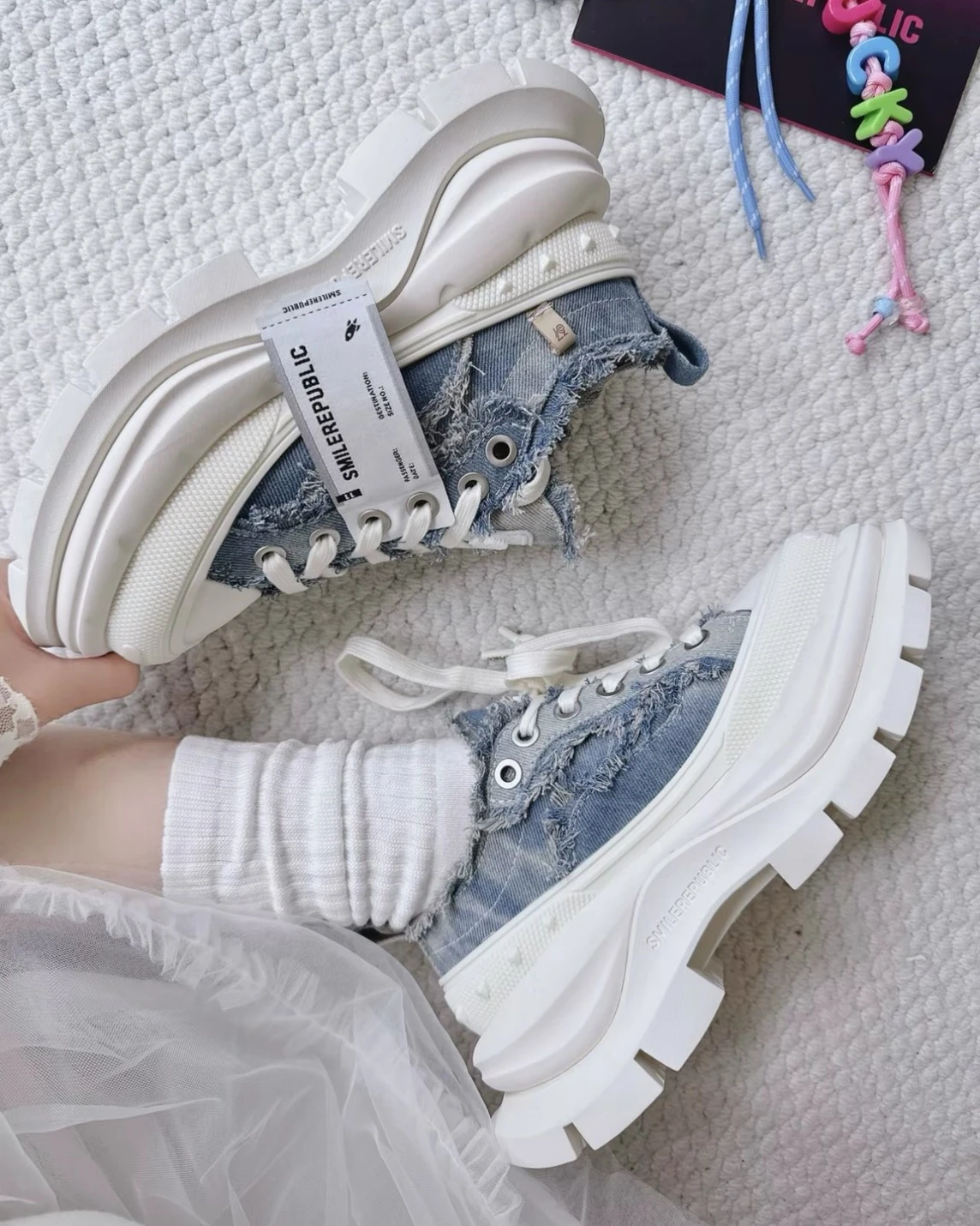 SMILEREPUBLIC SMILE QUEEN 開口笑2.0 小香風 老爹鞋 牛仔藍 SR25SS001
