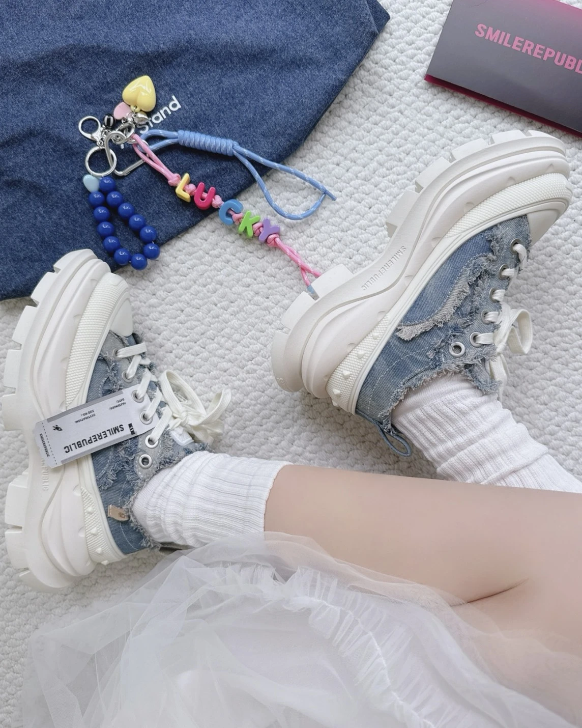 SMILEREPUBLIC SMILE QUEEN 開口笑2.0 小香風 老爹鞋 牛仔藍 SR25SS001
