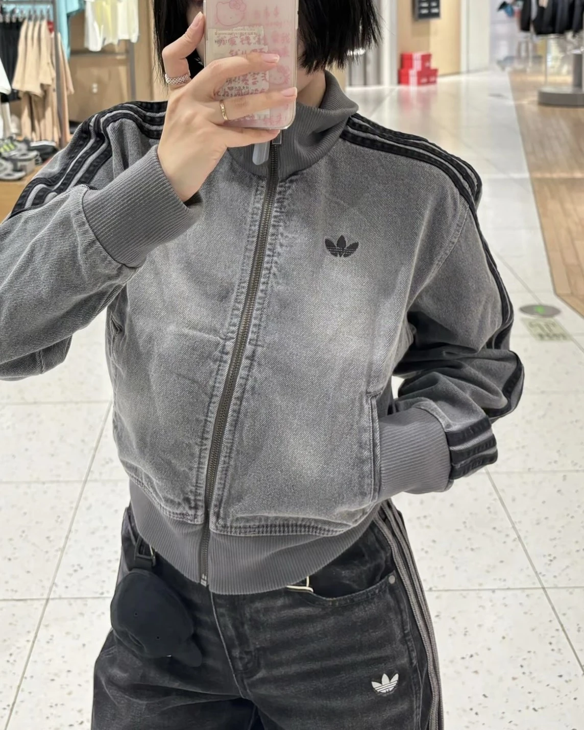 ADIDAS ORIGINALS ADICOLOR 水洗 牛仔灰 立領丹寧外套(JY2564)