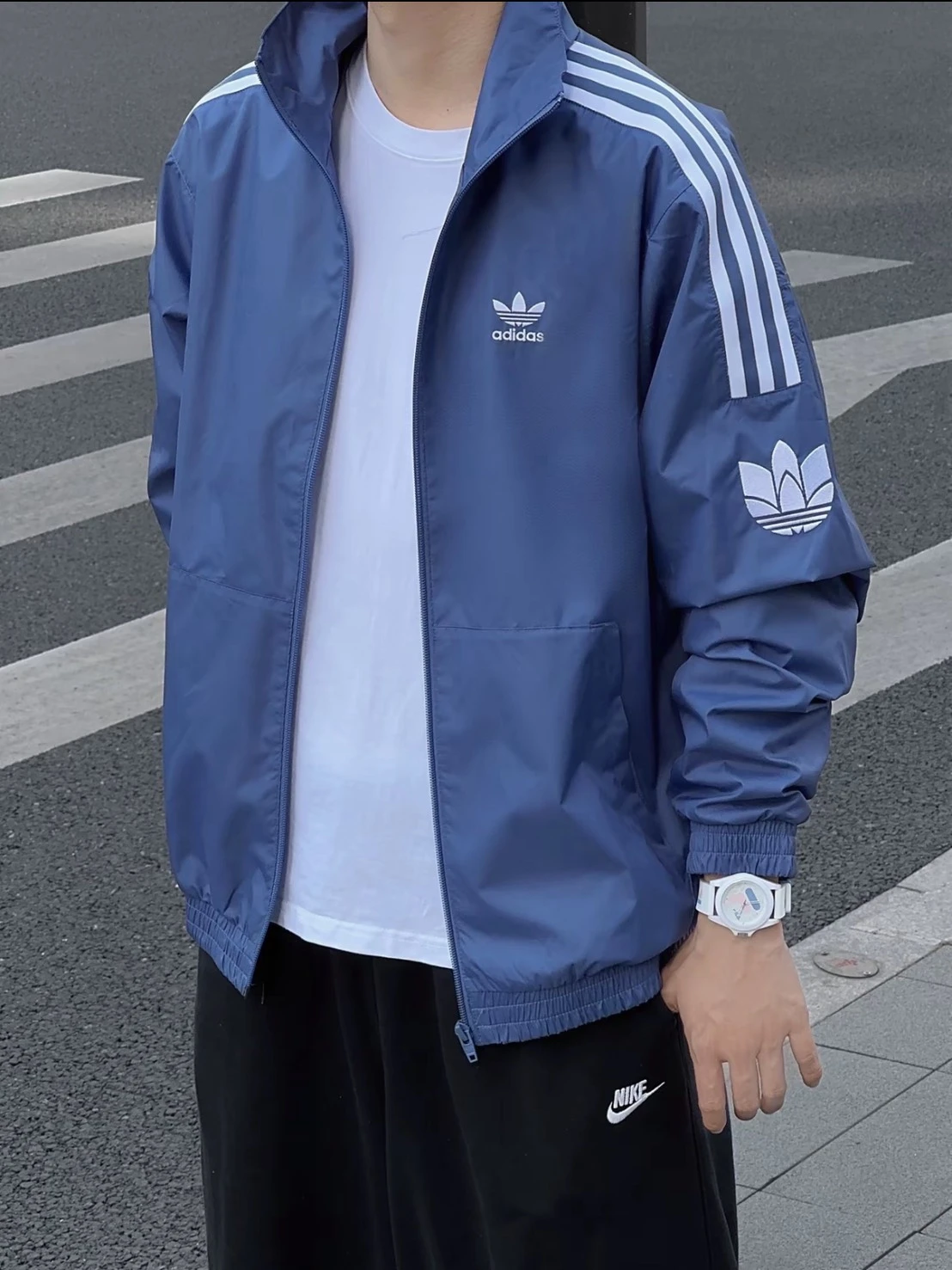 ADIDAD ORIGINALS 運動立領 夾克風衣外套 深藍 (JM2715)