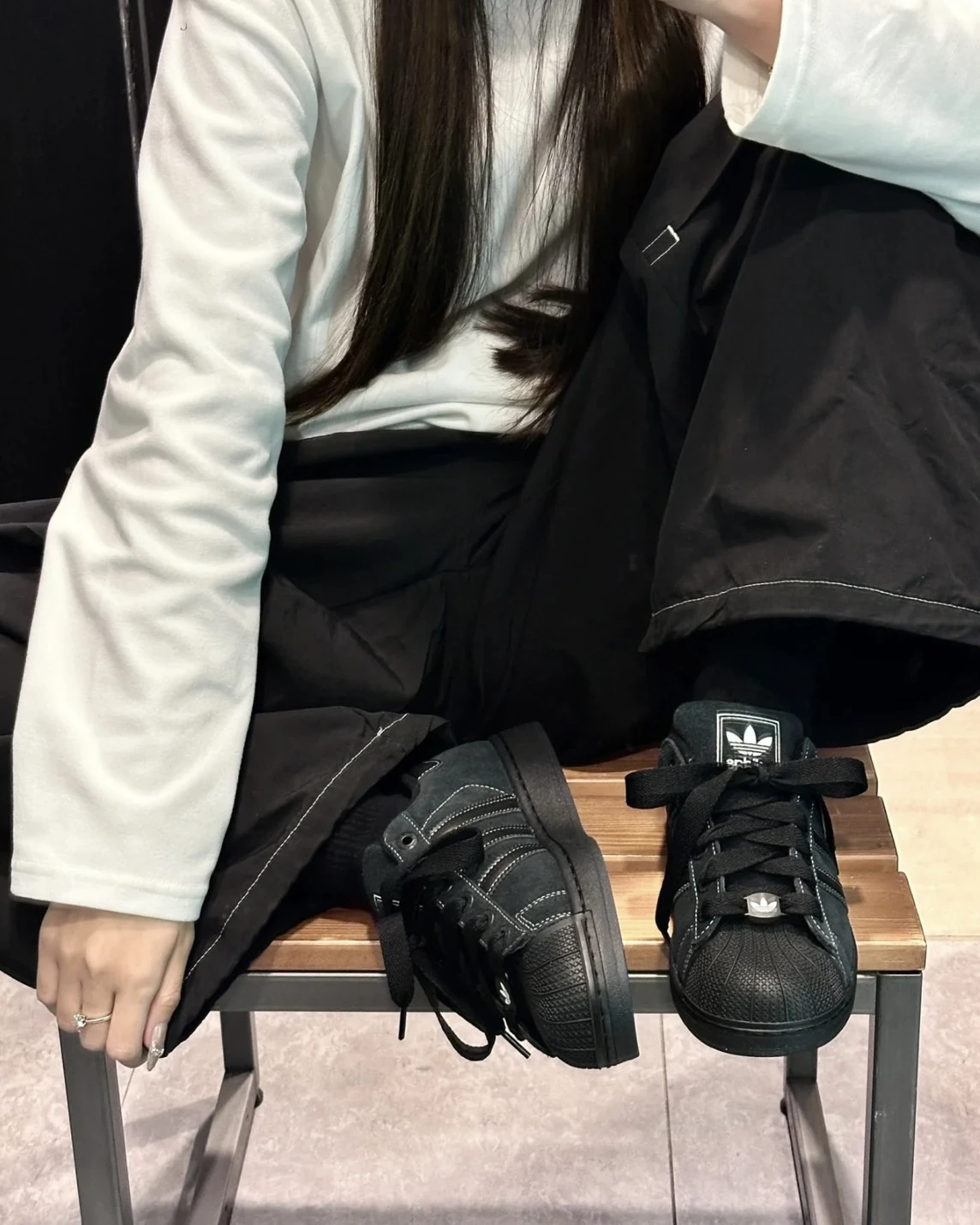 Adidas SUPERSTAR 2.0 全黑 白縫線 厚底貝殼頭(KI9520)