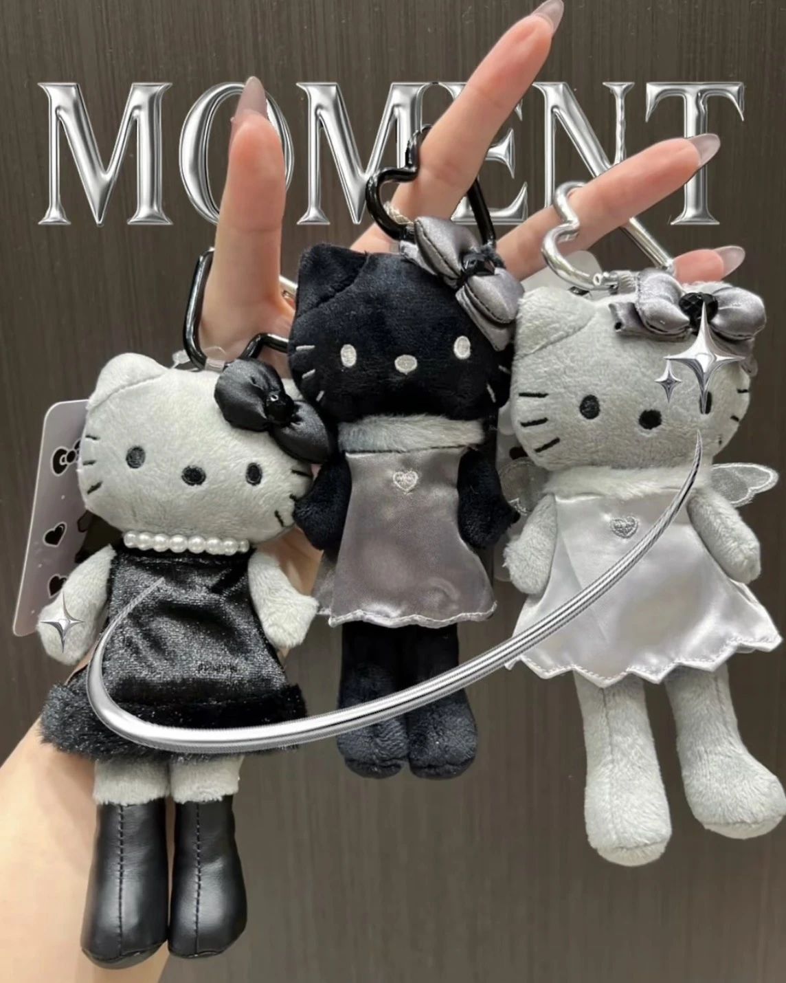 三麗鷗 Sanrio 長腿Kitty 黑灰天使 吉祥物 Kitty長腿吊飾(共三款)