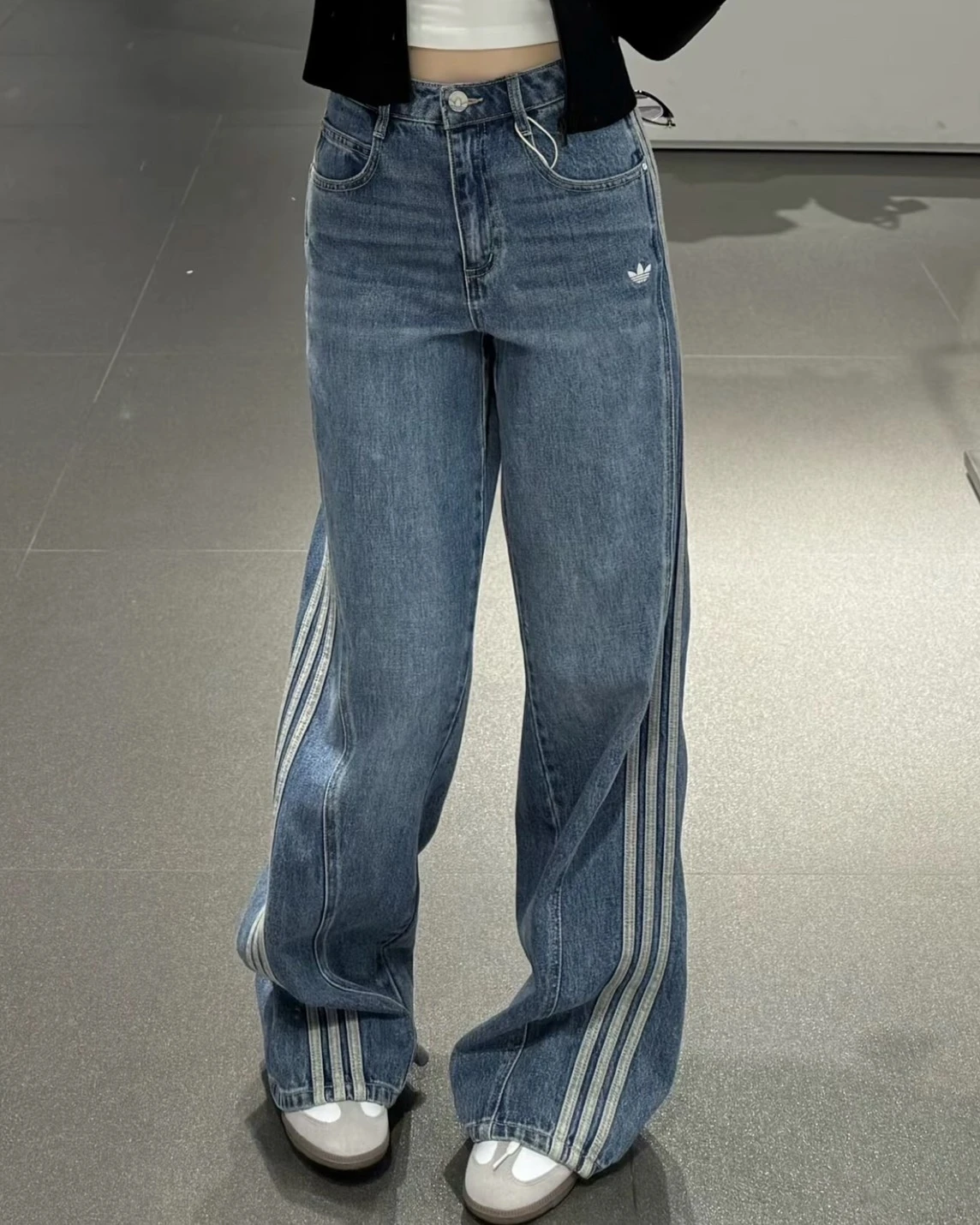 ADIDAS ORIGINALS LOOSE AW24 牛仔藍 牛仔黑 休閒闊腿褲(JN0726 JX6865)
