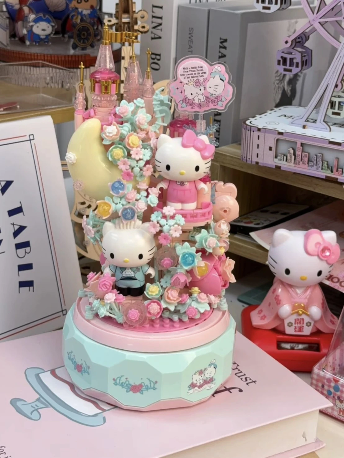 SANRIO 三麗鷗  HELLO KITTY月下戀歌音樂盒 積木 附燈帶