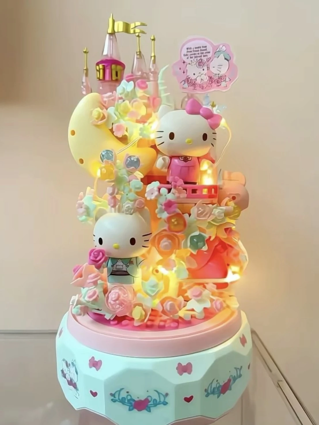SANRIO 三麗鷗  HELLO KITTY月下戀歌音樂盒 積木 附燈帶