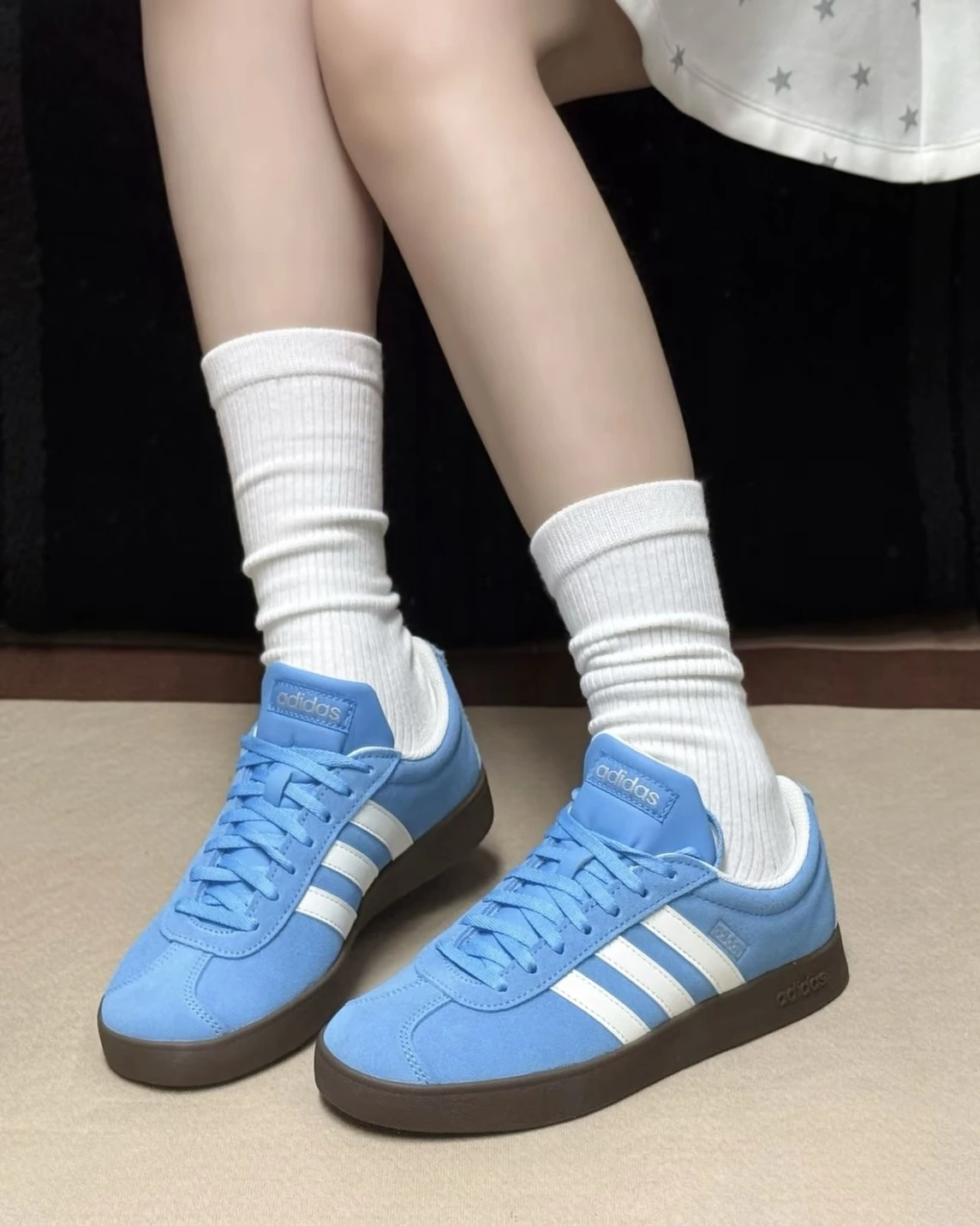 ADIDAS VL COURT 2.0 焦糖底 藍白色 男女同款(JI0496/JS4594)