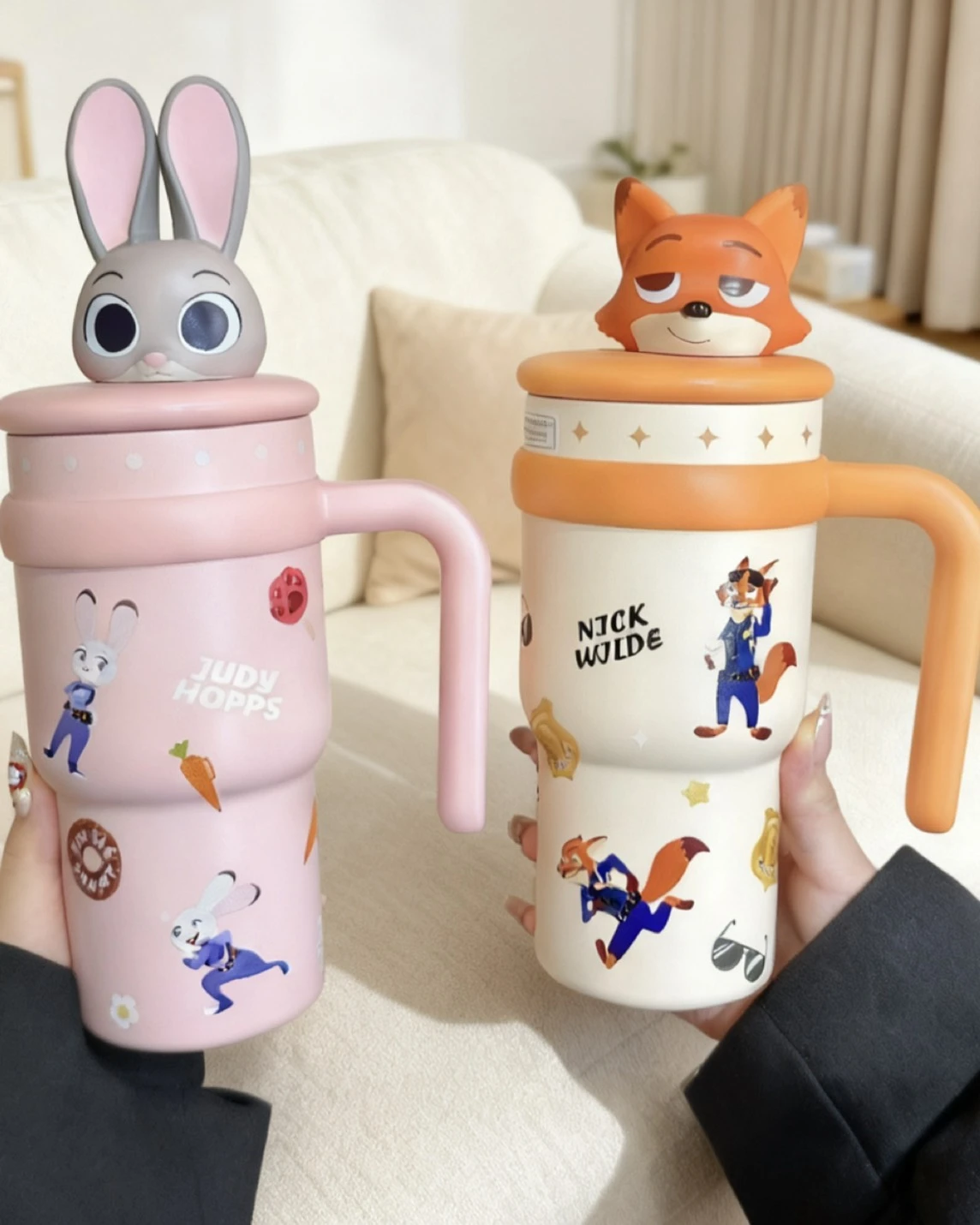 <正版授權>DISNEY 動物方城市 茱蒂 尼克公仔 吸管 不鏽鋼冰壩杯