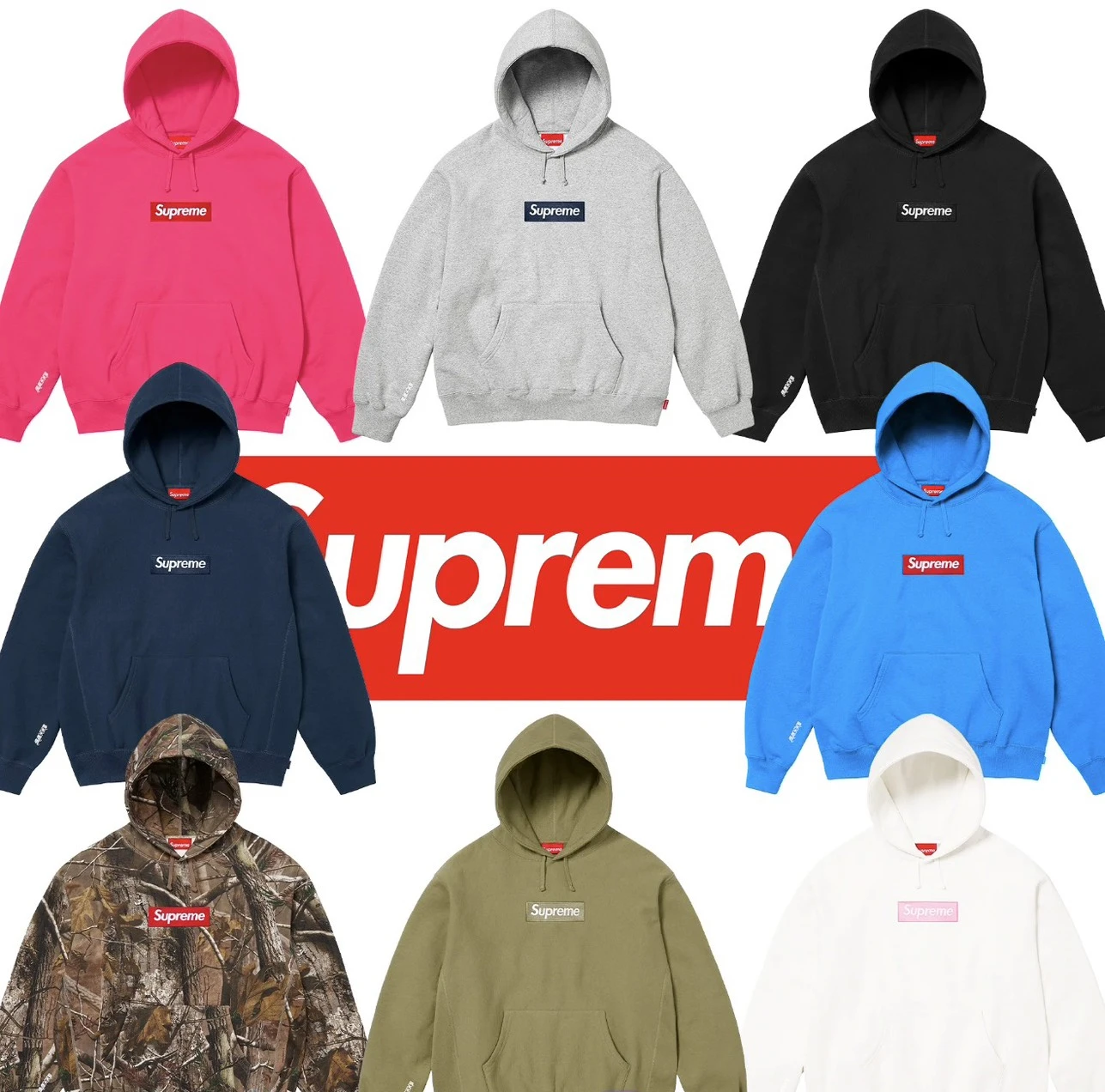 Supreme FW25 Box Logo 刺繡標誌LOGO 長袖 帽T(共六色)