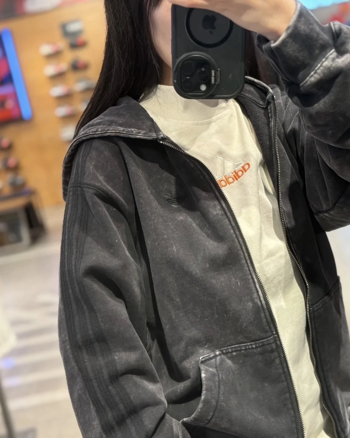 Adidas Originals 復古水洗 做舊 黑色 寬鬆 連帽外套(KA2315)