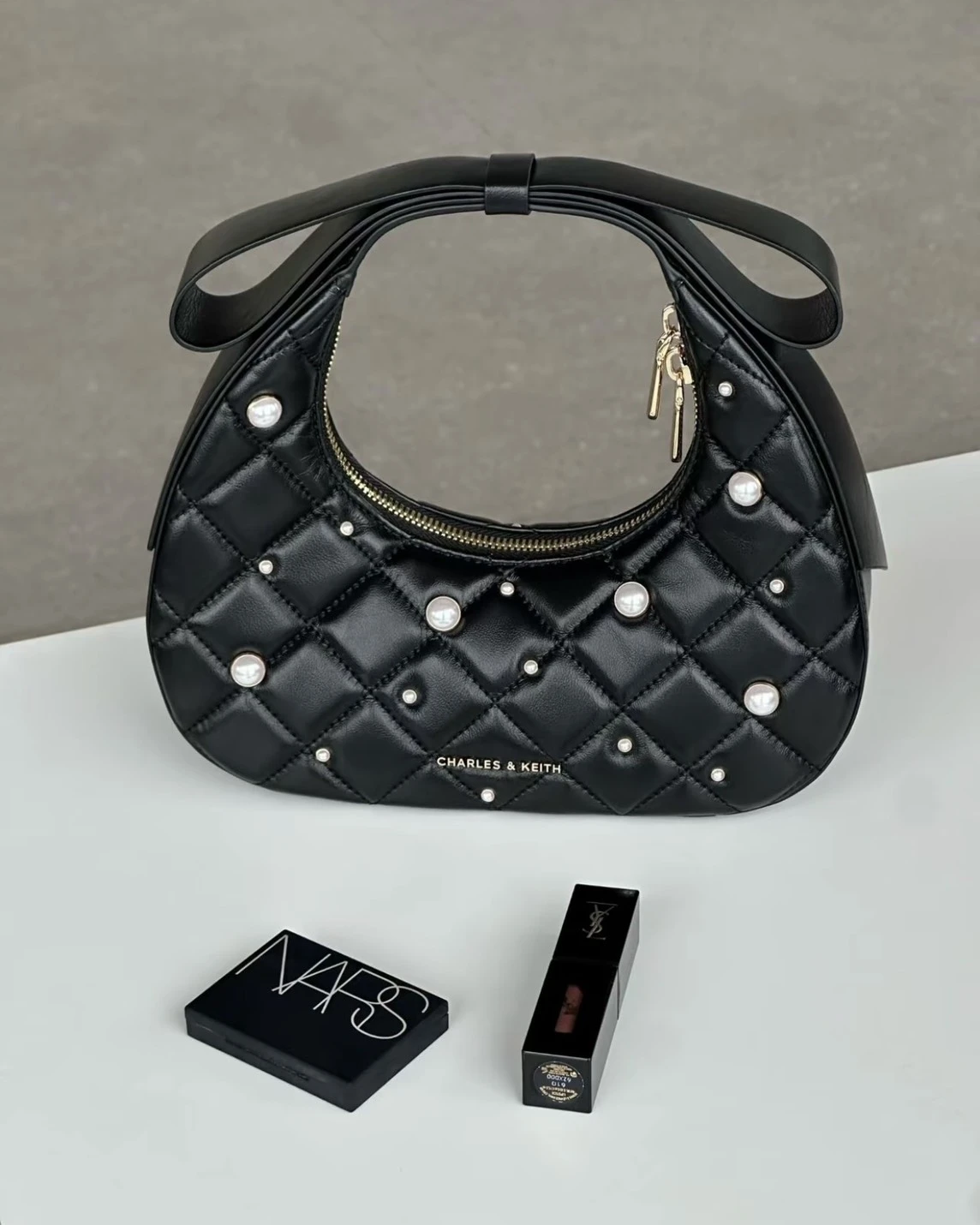 CHARLES & KEITH 小CK 聖誕限定 黑菱格 珍珠系列 共四種