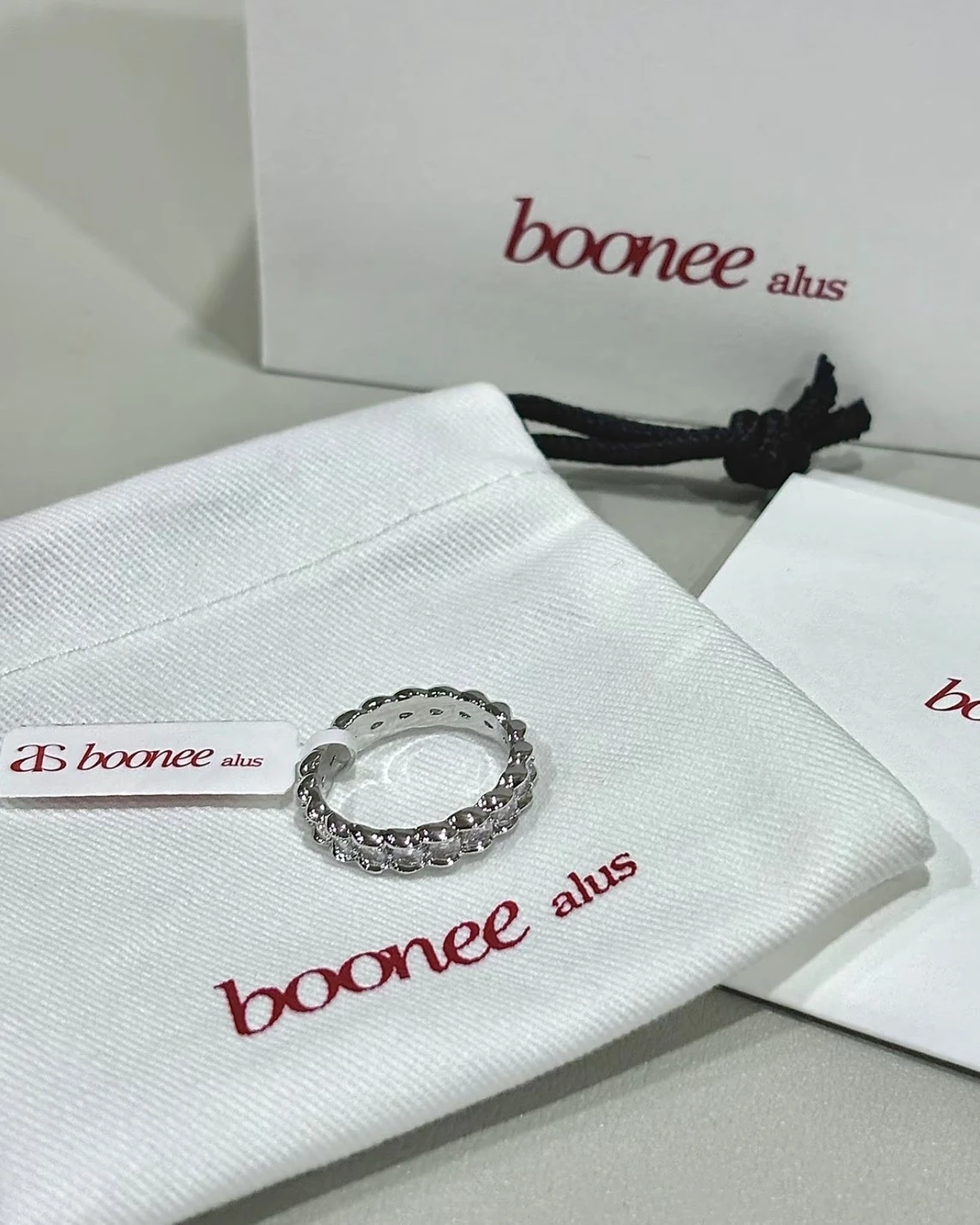 <張藝興同款💓>Boonee alus 單層波浪線條 锆鑽戒指 金/銀亮色