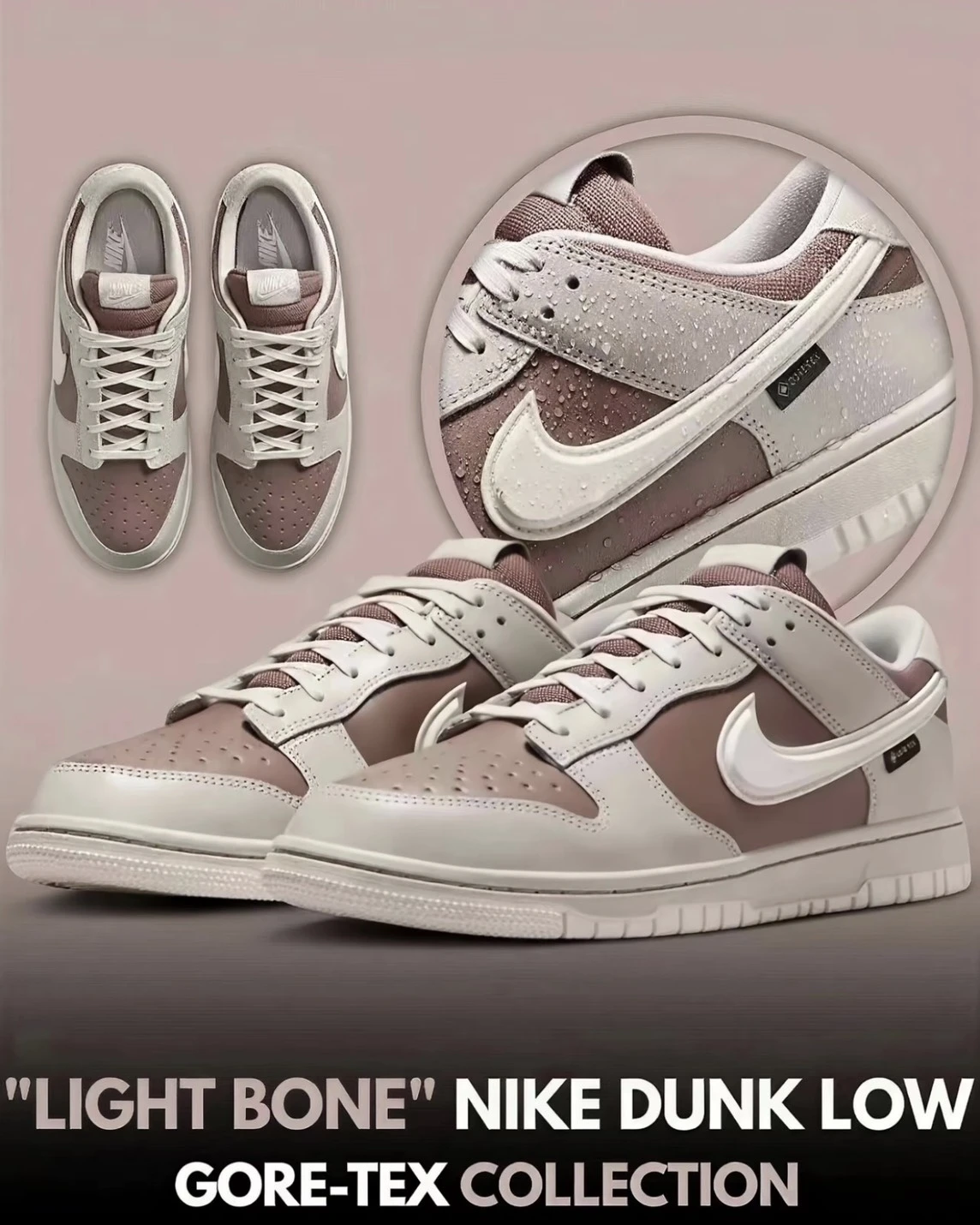 Nike Dunk Low Gore-Tex "Light Bone" 防潑水 反轉 奶茶 米棕(HQ2053-002)