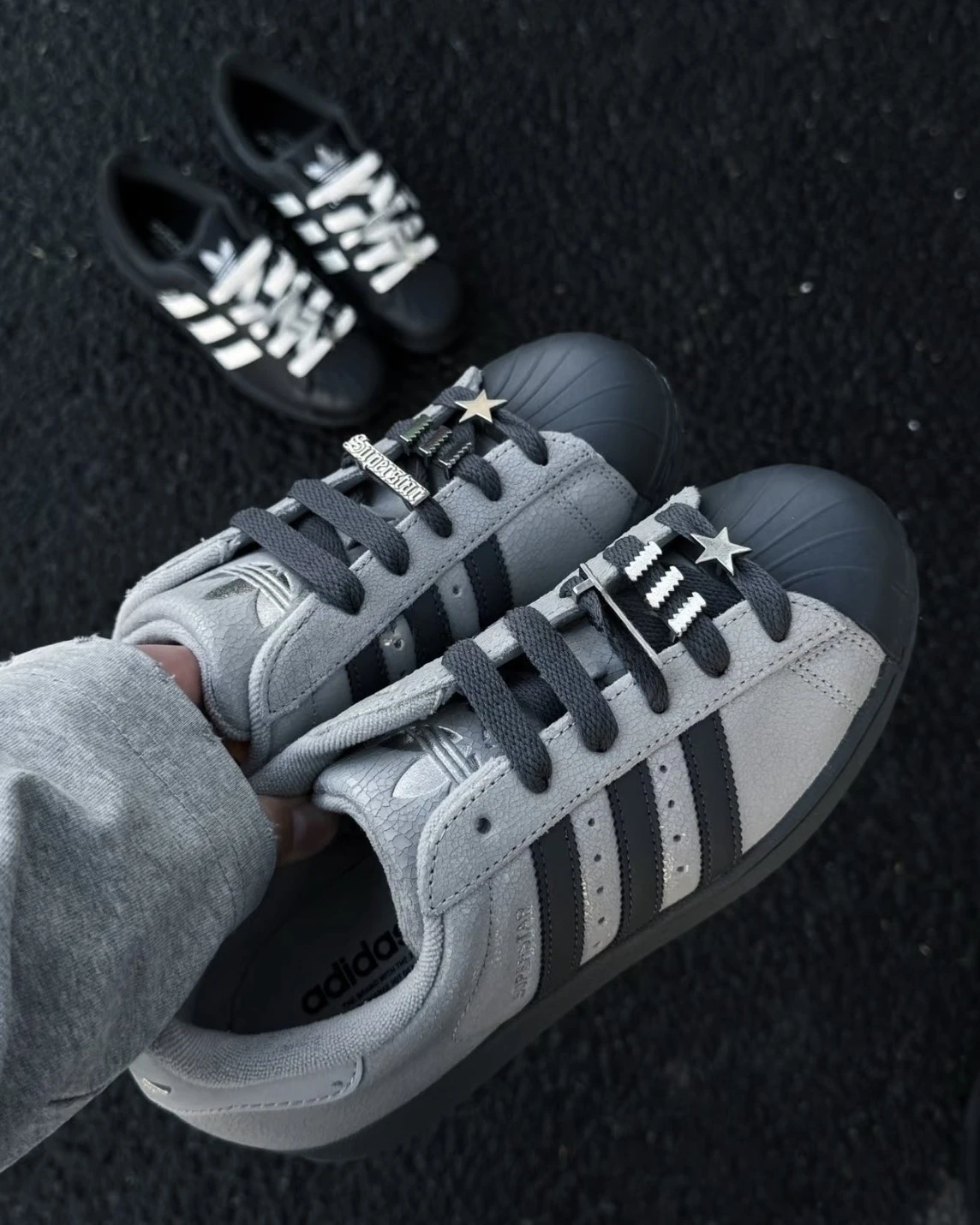 <驚喜爆折🩶>ADIDAS SUPERSTAR II 芝麻炭灰 裂紋 貝殼頭(IH1629)