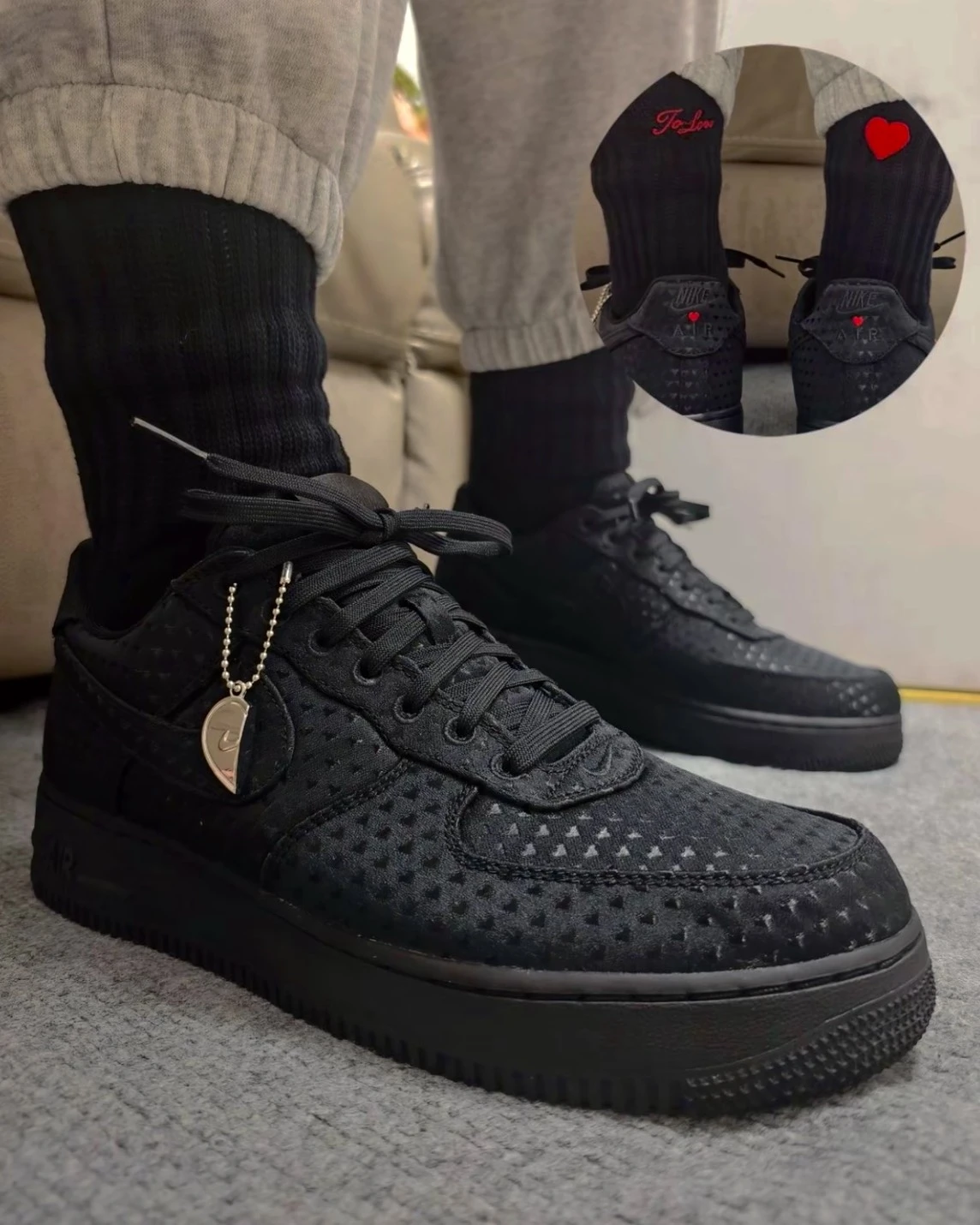 NIKE AIR FORCE 1 LOW "Valentine's Day" 情人節限定 黑色 滿版愛心(IB6836-001)