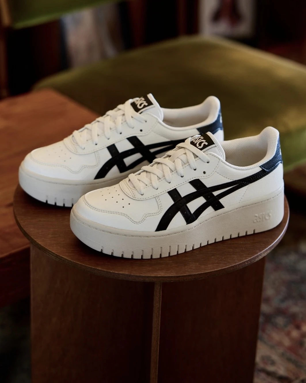 ASICS JAPAN S PE 奶油白黑 厚底鬆糕 板鞋(1202A532-250)