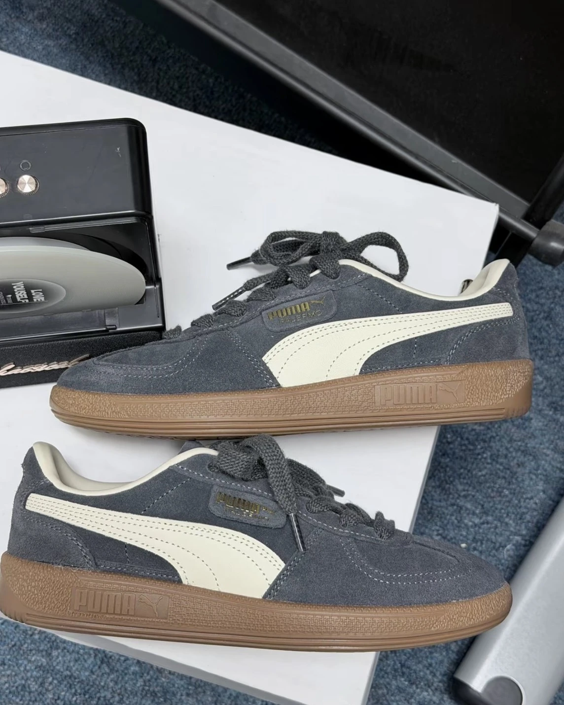 PUMA PALERMO 灰藍 焦糖底 德訓鞋(396463-81)
