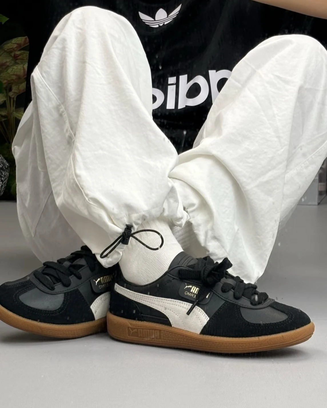 PUMA PALERMO 黑白 焦糖底 德訓鞋(396464-03)