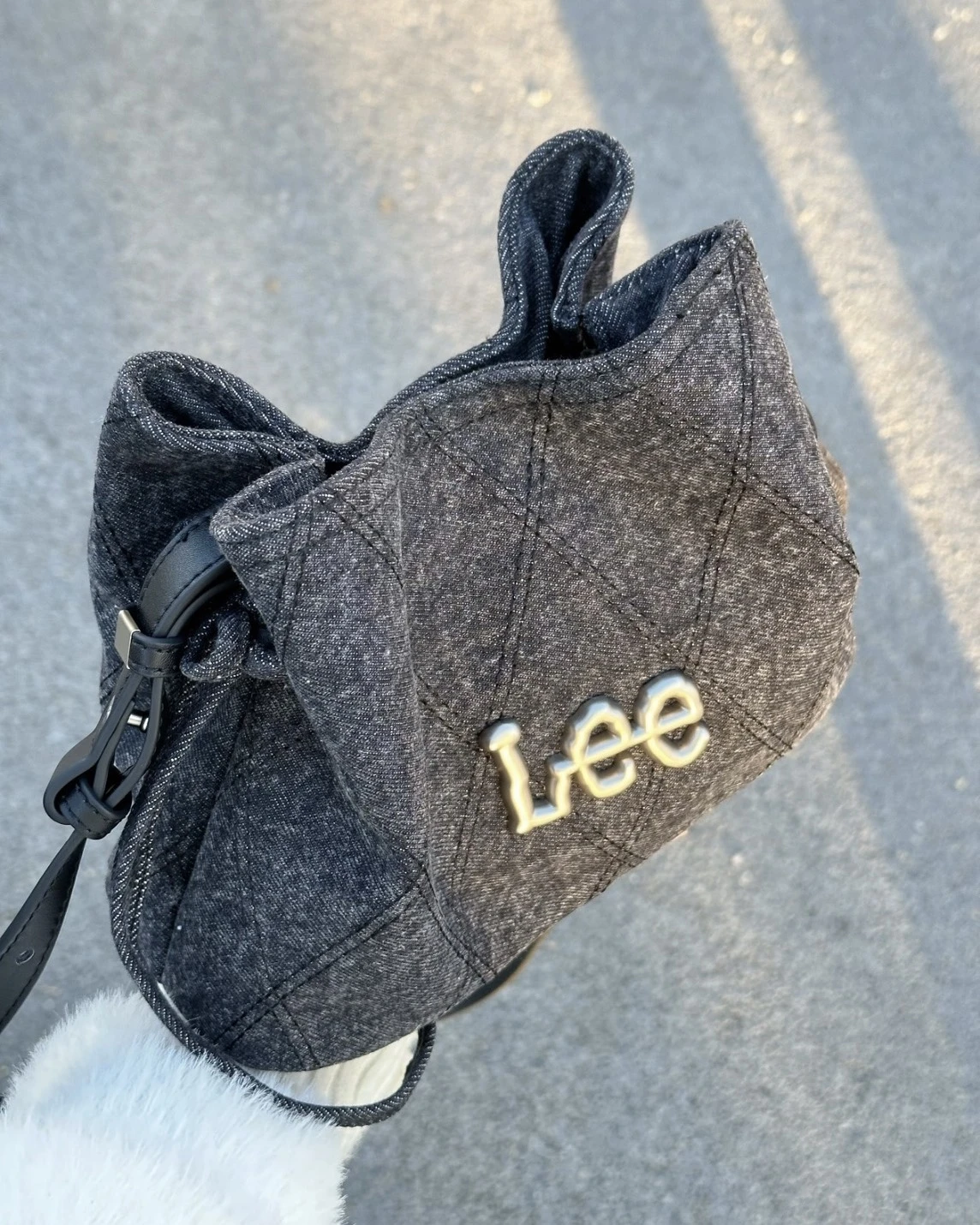 Lee 中式 水洗丹寧 菱格紋 福袋小花包 水洗黑 水洗藍(LE240104M-523)